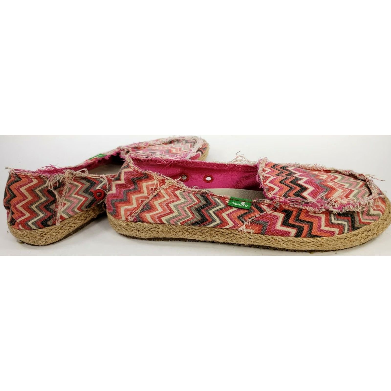 Sanuk Sanuk Women's 6 Funky Fiona Flats Natural Zig Zag Pink Slip On Loafers Casual Lifestyle Size US 6 / IT 36 - 6 Thumbnail