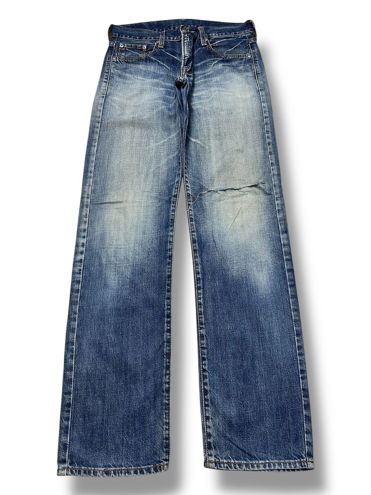 Japanese Brand Crack Evo Vintage Distressed Straight Cut With Striked Wash Size US 31 - 1 Thumbnail