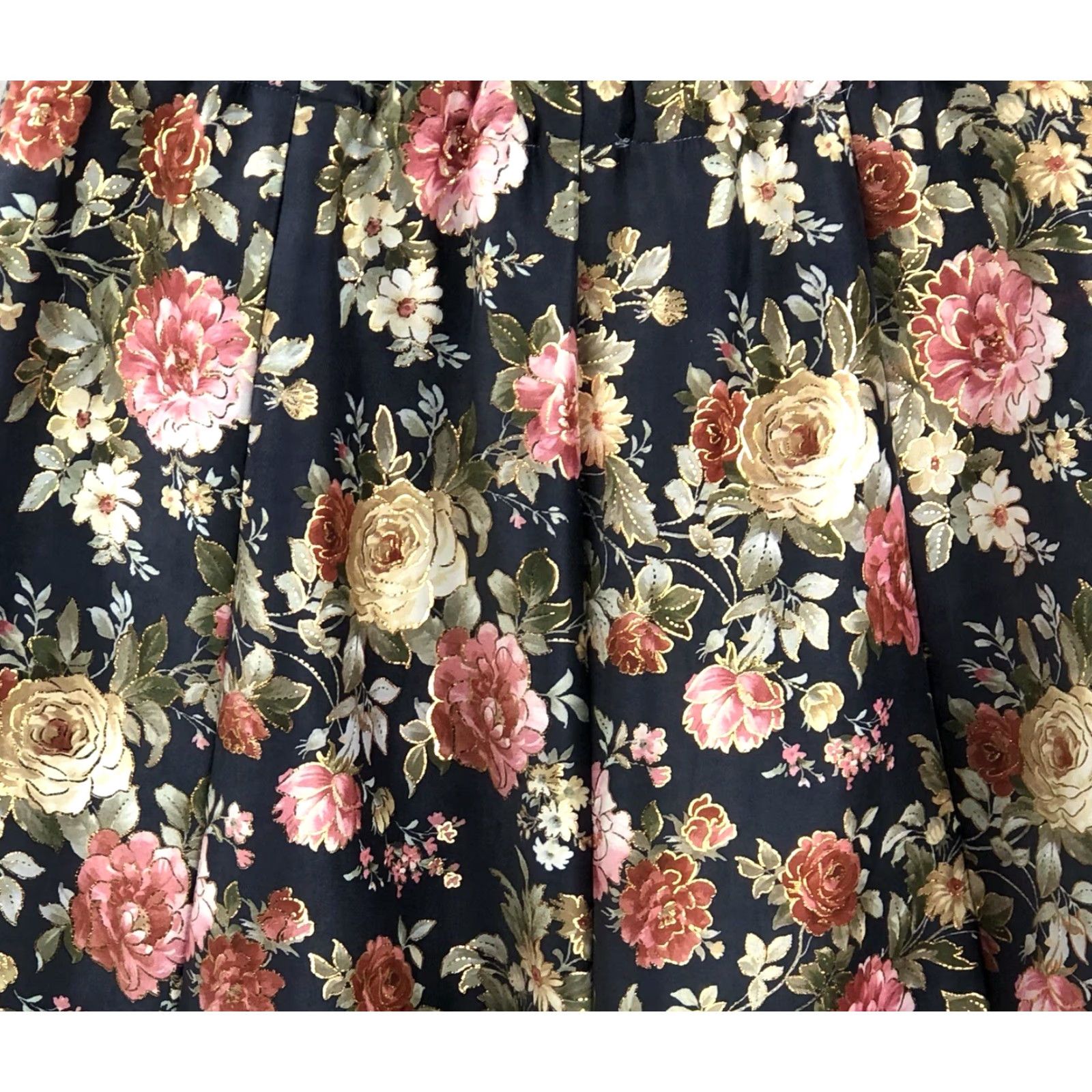 Vintage VINTAGE Handmade Skirt M Blue/Pink Floral Peasant Boho 28" Elastic Waist Fairy Size 32" / US 10 / IT 46 - 2 Thumbnail