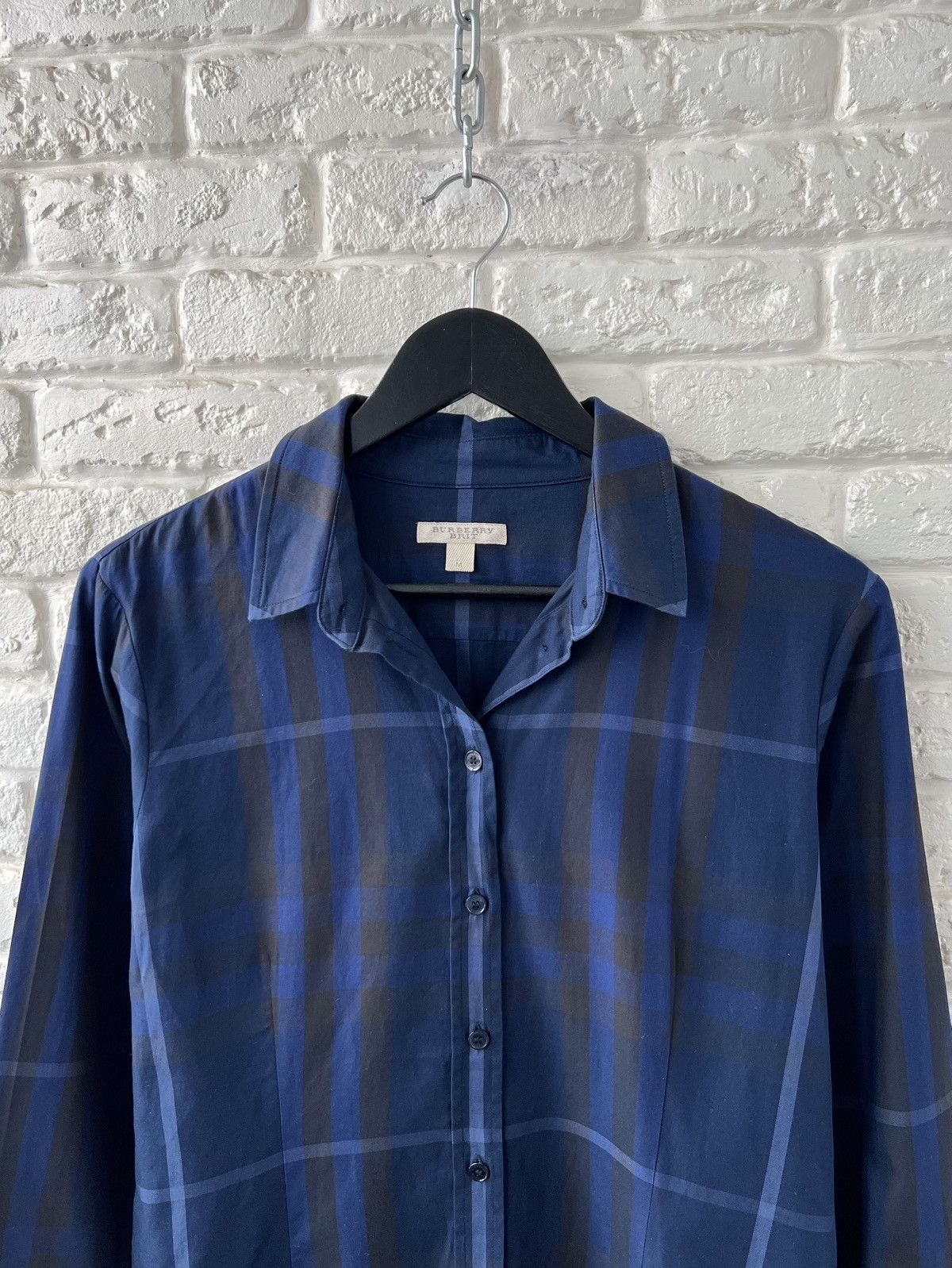 Burberry Burberry Brit Navy Blue Nova Check Button Up Shirt Size M / US 6-8 / IT 42-44 - 2 Thumbnail