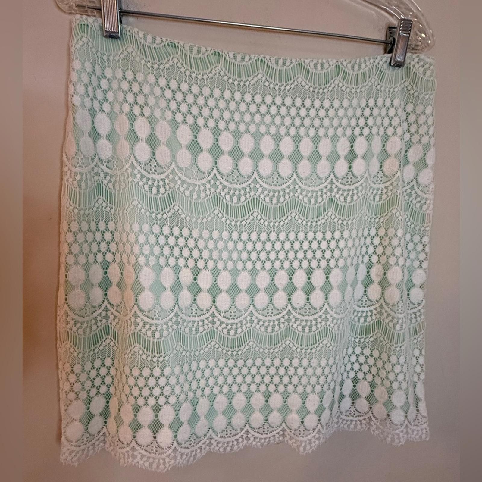 Other Gianni Bini mint green & white lace overlay mini skirt SZ 10 Size 32" / US 10 / IT 46 - 1 Thumbnail