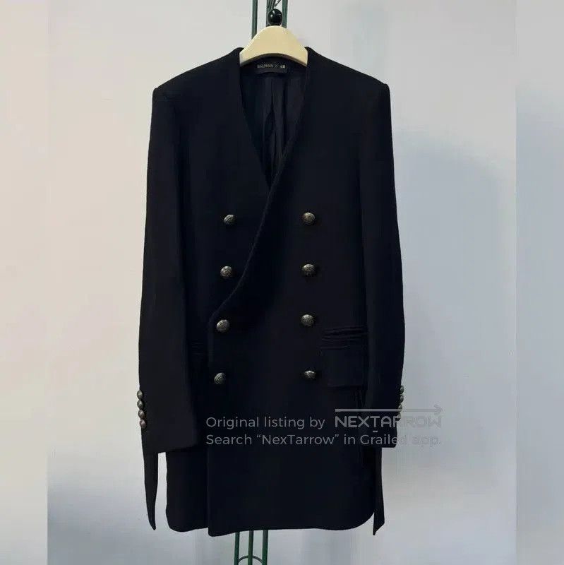 Balmain Balmain Men's Black Mid-Length Coat for Spring/Fall . Size US M / EU 48-50 / 2 - 1 Thumbnail