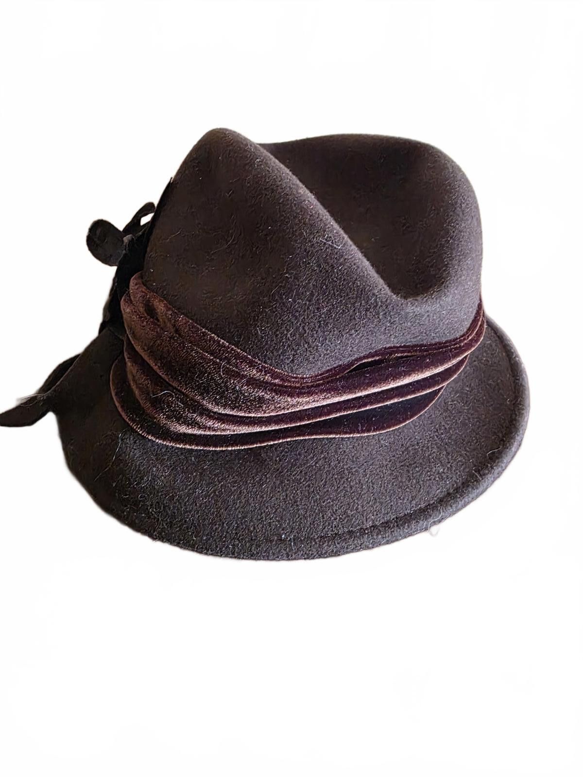 Giovanni Valentino Giovannio Brown Wool Felt Vintage Cloche Hat with Flower Size ONE SIZE - 3 Thumbnail