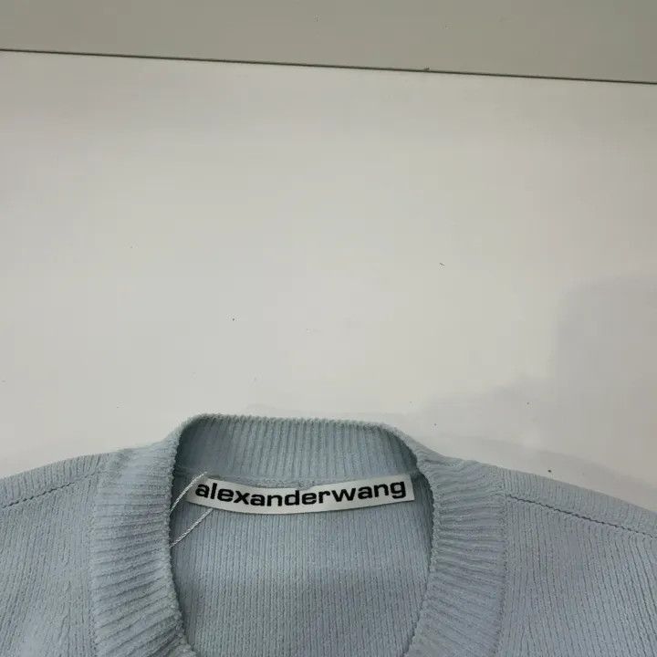 Alexander Wang Alexander Wang Blue Embossed Logo Knit T-Shirt - Size XS / US 0-2 / IT 36-38 - 3 Thumbnail