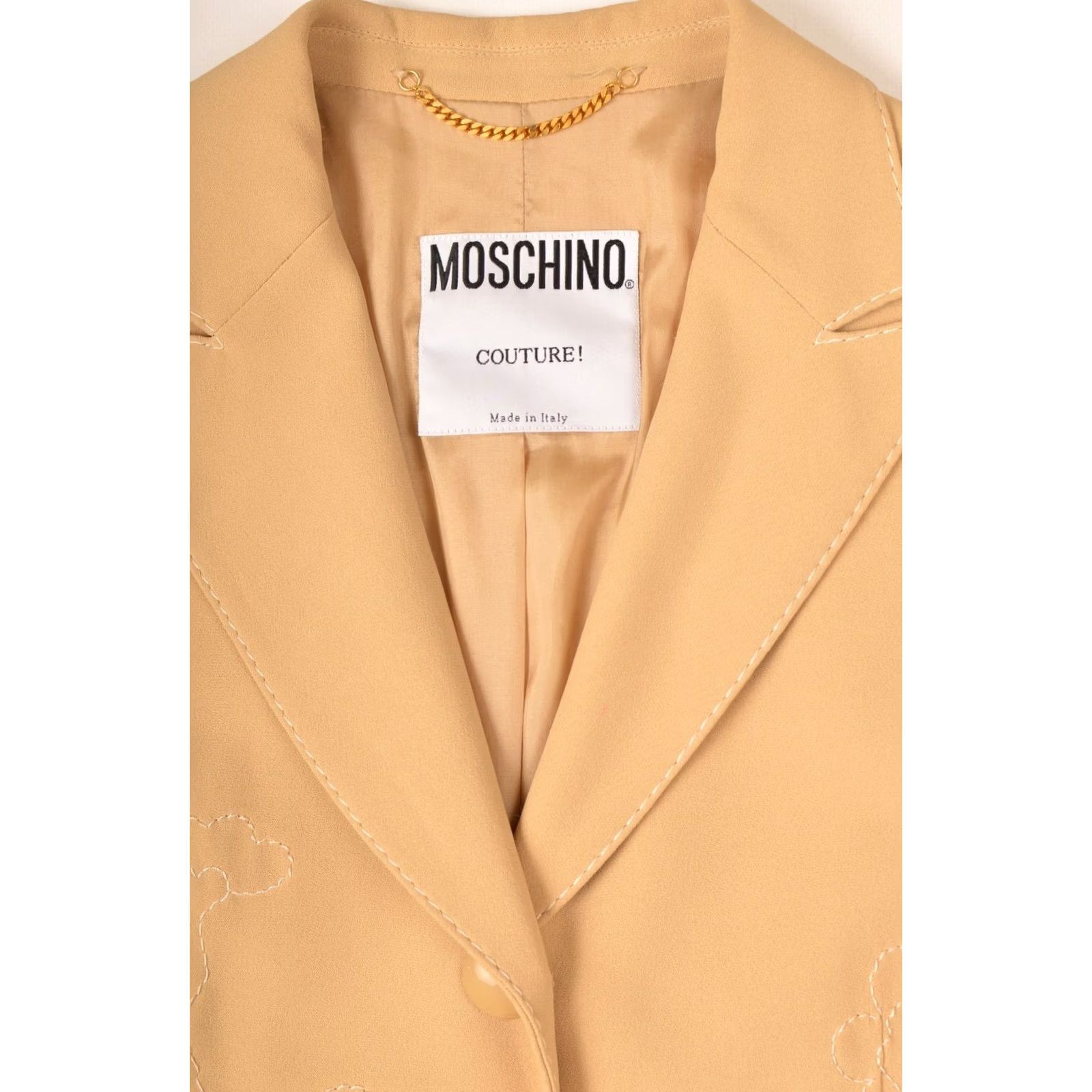 Moschino VINTAGE Moschino Couture Beige Blazer Jacket Embroidered Flowers Women Size 10 USA 10 Size L / US 10 / IT 46 - 3 Thumbnail