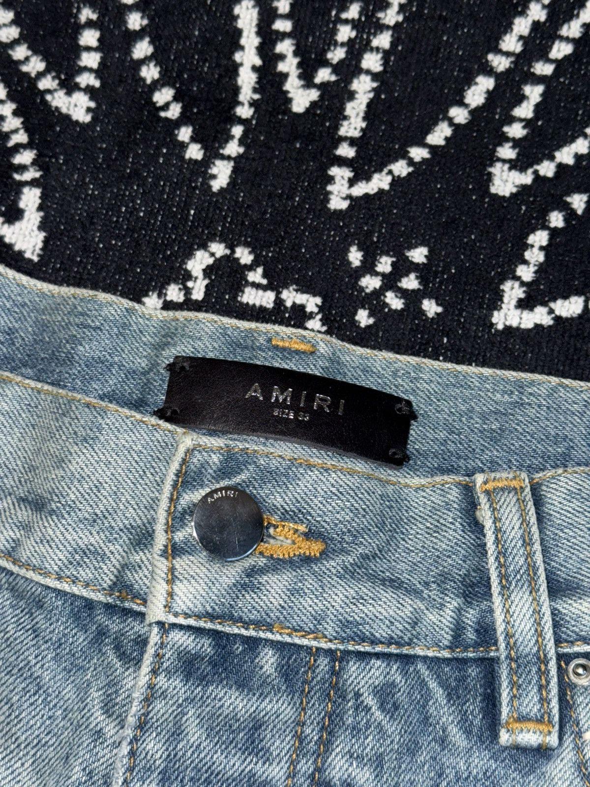 Amiri AMIRI ETERNAL HAPPINESS DENIM DISTRESSED SHORTS Size US 33 - 15 Thumbnail