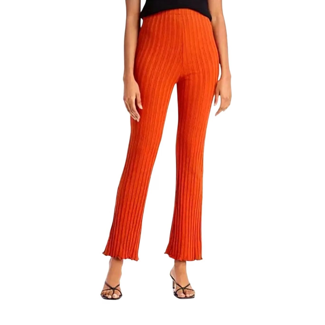 Simon Miller Simon Miller Rib Orange High Rise Ribbed Knit Flare Legging Pants M Size 32" / US 10 / IT 46 - 7 Thumbnail