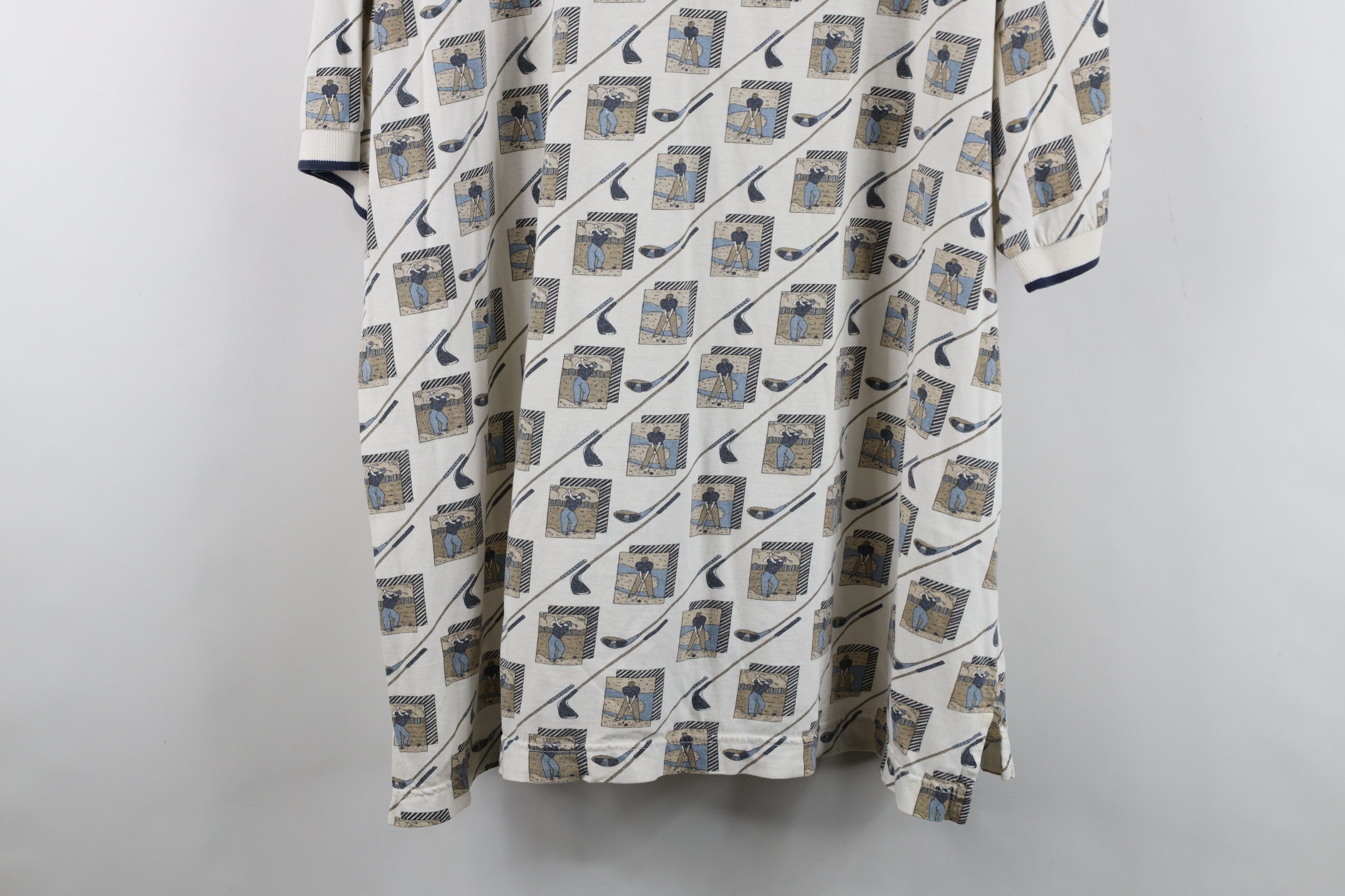 Vintage Vintage 90s Streetwear Print Collared Polo Shirt Cotton Size US XXL / EU 58 / 5 - 13 Thumbnail