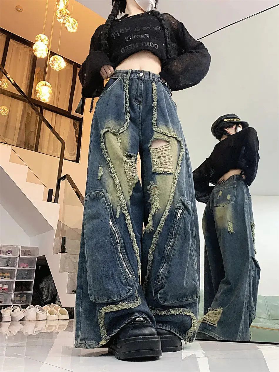 Japanese Brand Vintage large pocket ripped jeans Size US 30 / EU 46 - 3 Thumbnail