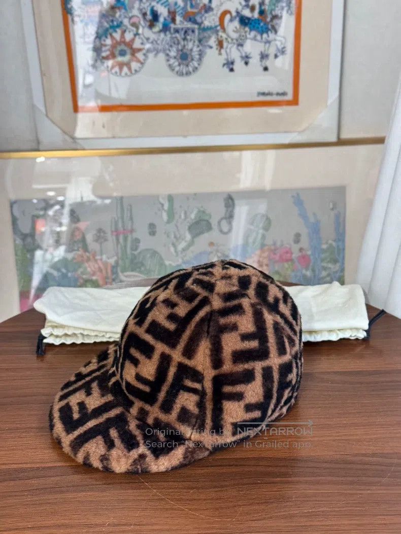 Fendi Fendi size M Double F Monogram Wool Knit Cap, Brown Full Pr Size ONE SIZE - 2 Thumbnail