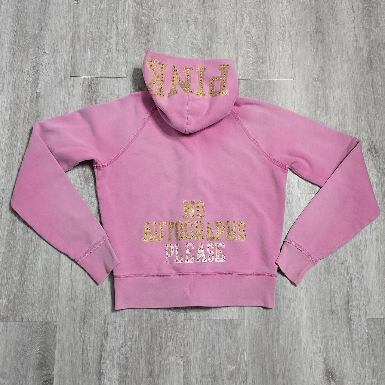 Vintage Y2K Pink Victoria's Secret Zip Up Sweater Rhinestone