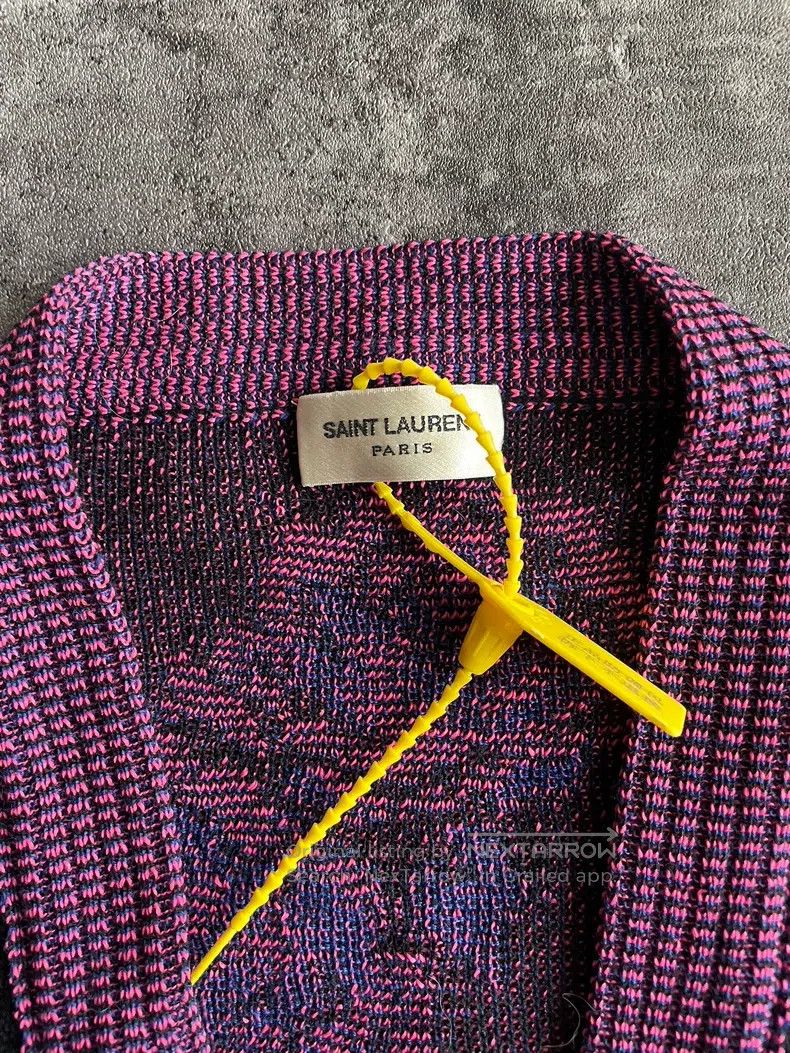 Saint Laurent Paris Saint Laurent Paris Black and Purple Poppy Knit Cardigan Size US XS / EU 42 / 0 - 4 Thumbnail