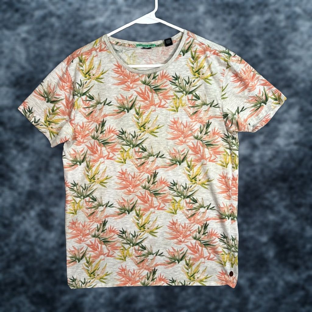 Allsaints VINTAGE AllSaints Women's T-Shirt Size Large Gray Tropical Leaf Floral Print Crew Neck Short Sleeve Cotton Summer Fall Women Size L / US 10 / IT 46 - 1 Thumbnail