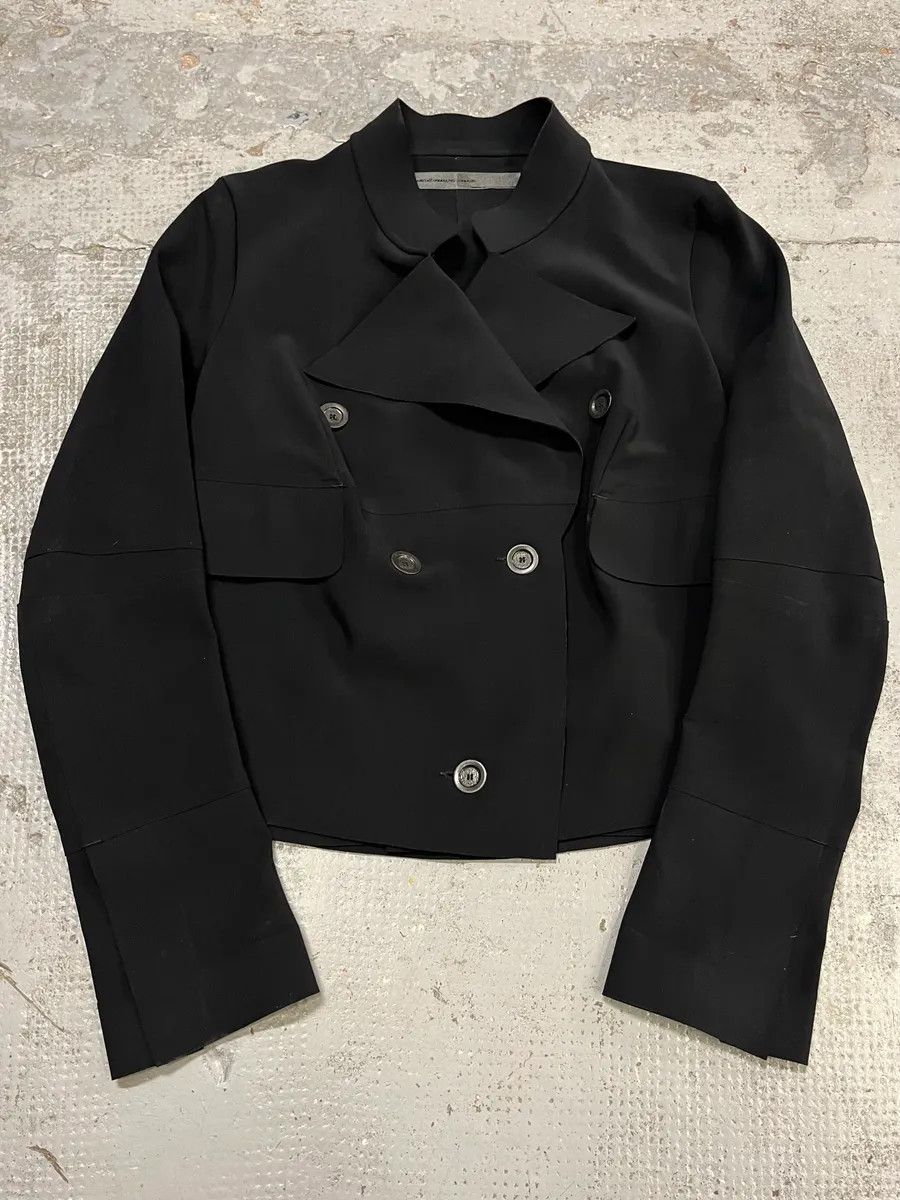 Marithe + Francois Girbaud 1990s Marithé + François Girbaud Oversized Collar Black Blazer Size S / US 4 / IT 40 - 4 Thumbnail