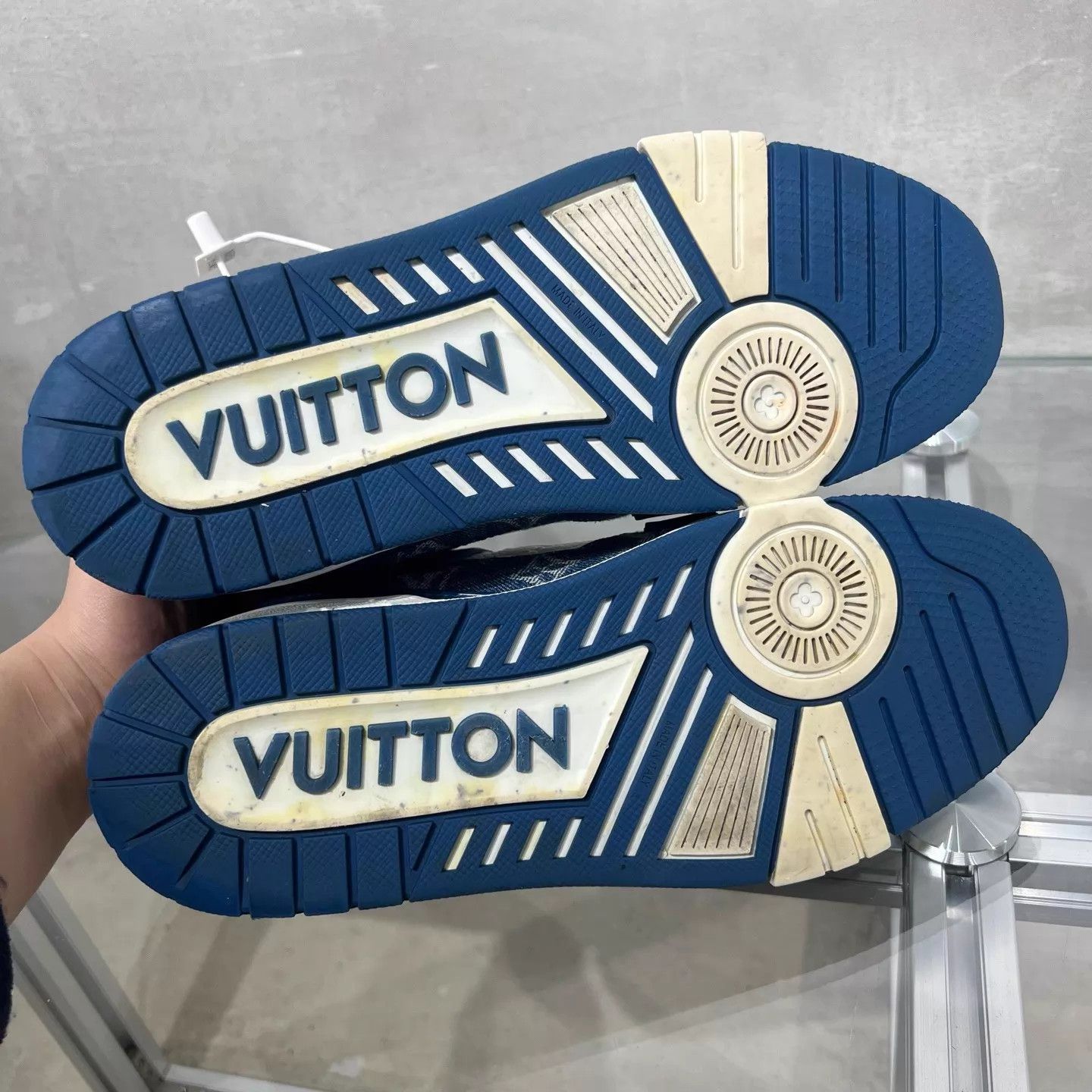 Louis Vuitton LV Trainer White Blue Denim UK6 Size US 7 / EU 40 - 7 Thumbnail
