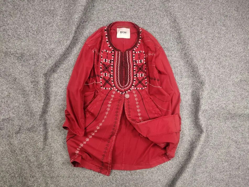 Bazar Deluxe Design embroidered logo Red Light Long Jacket