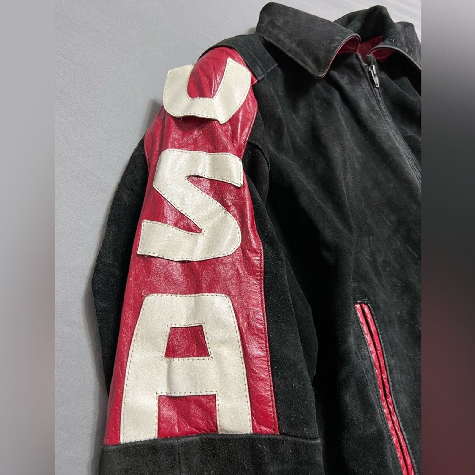 Phoenix Clothing VTG Outerwear By Phoenix USA Flag Suede Leather Jacket USA Size US L / EU 52-54 / 3 - 6 Thumbnail