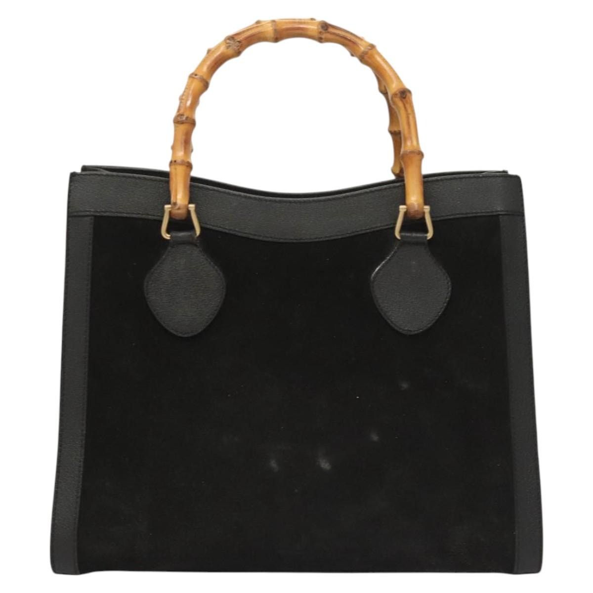 Gucci GUCCI Bamboo Hand Bag Suede Black Gold Size ONE SIZE - 2 Thumbnail