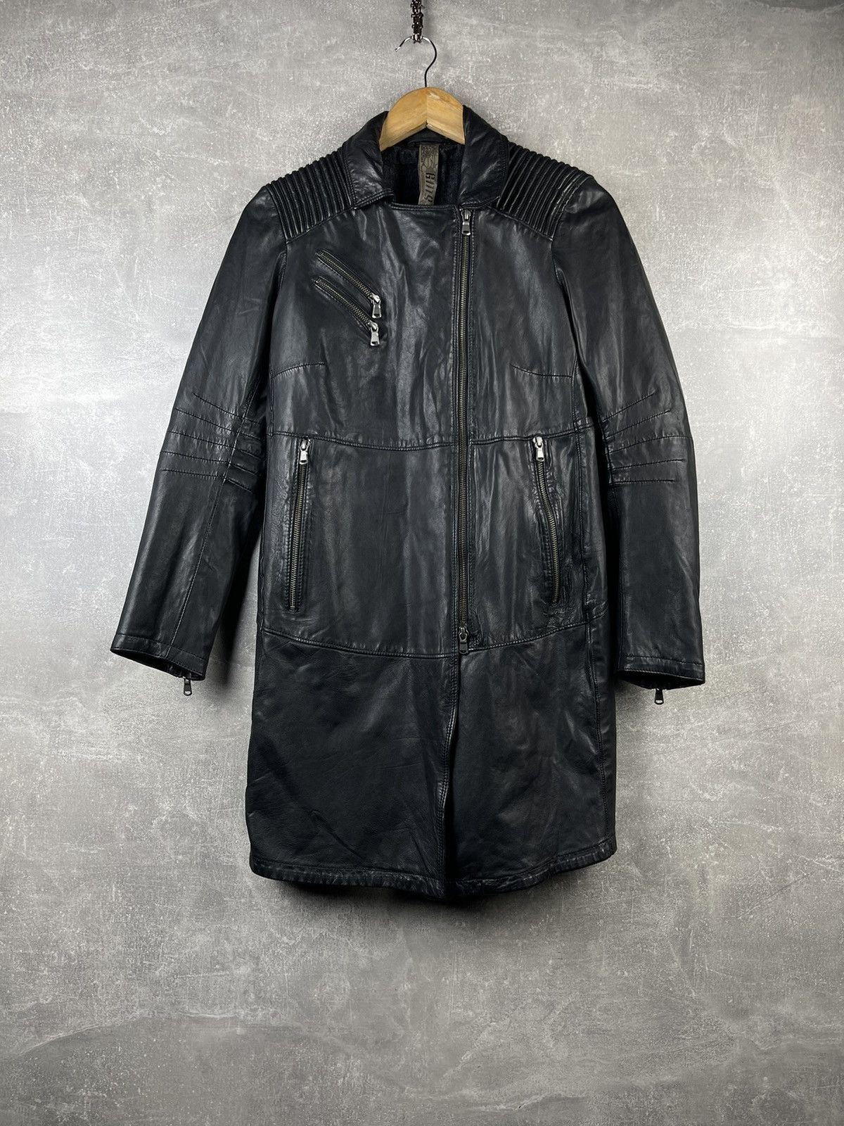 Ma+ GMS-75 Gimo's Leather Black Gothic GlamRock Avant Garde Coat Size S / US 4 / IT 40 - 1 Thumbnail