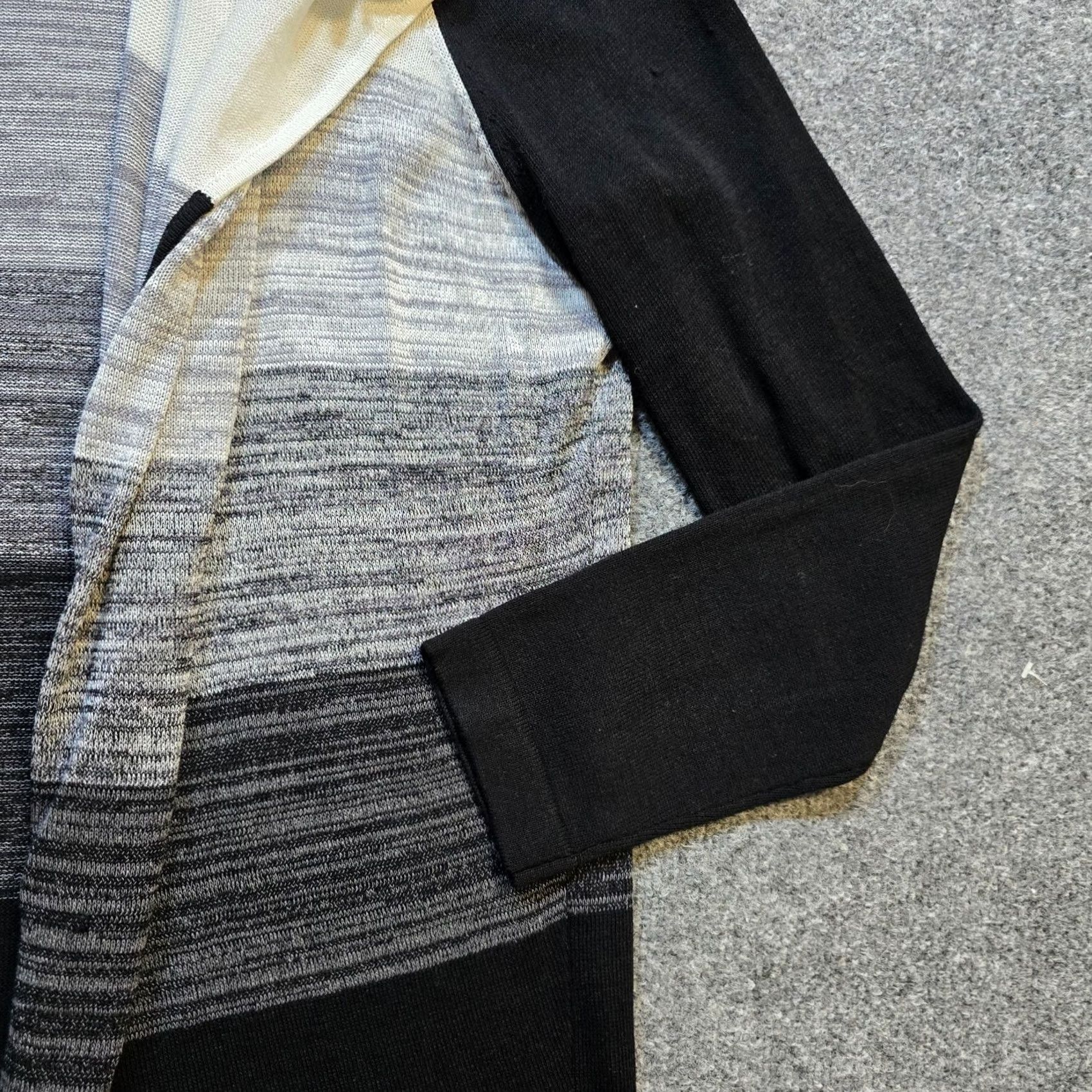 Vintage Chicos Cardigan Cardigan Top Womens L Black White Stripe Open Casual Neutral Knit Linen Knit Open Front Long Sleeve Size L / US 10 / IT 46 - 4 Thumbnail