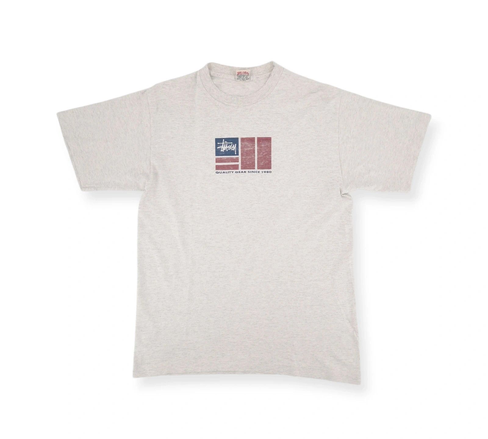 Vintage 90s Stussy Flag Tee Made In USA