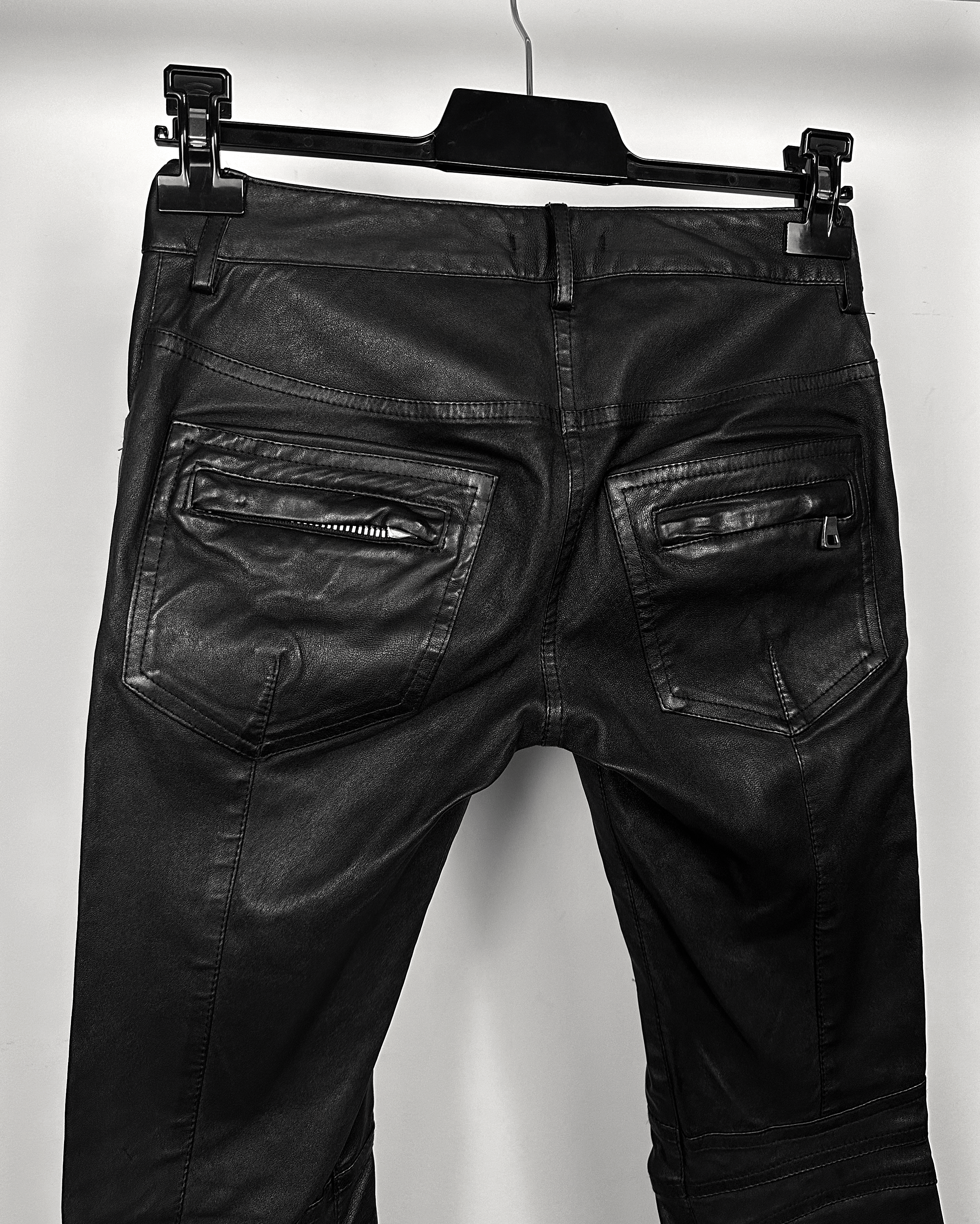 Balmain Balmain Christophe Decarnin Safety Pin Leather Biker Pants Size US 27 - 8 Thumbnail