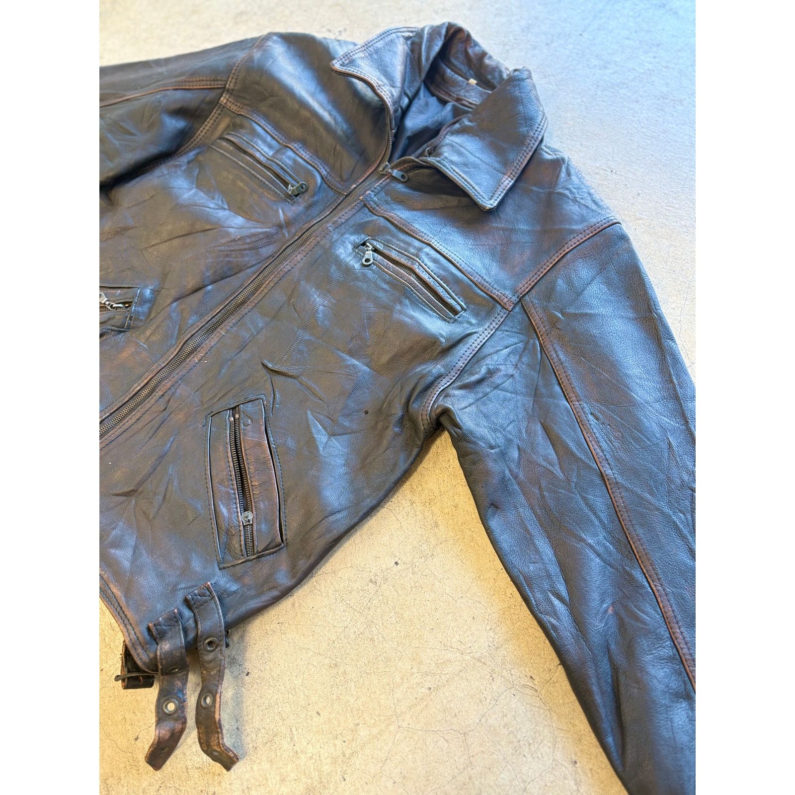 Vintage Vintage Brown Leather Boxy Racing Jacket Unisex M Size US M / EU 48-50 / 2 - 8 Thumbnail