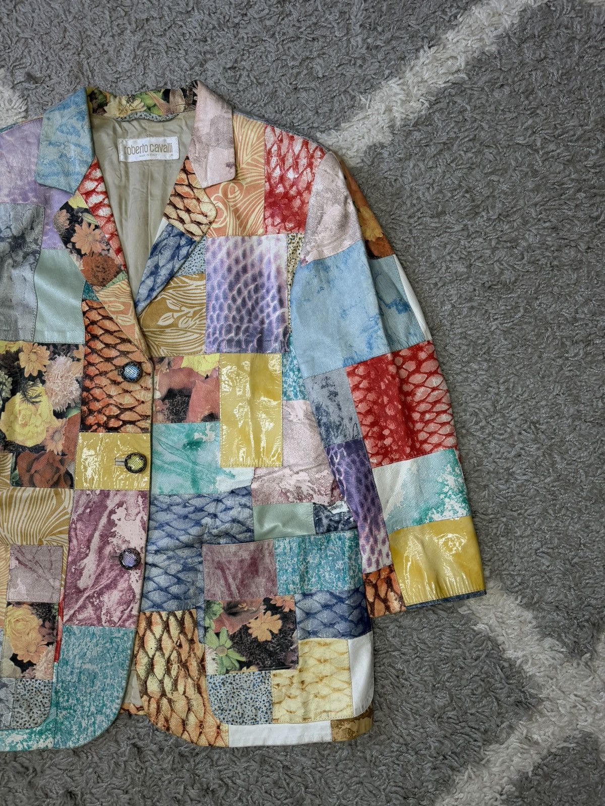 Roberto Cavalli Archive SS98 Roberto Cavalli Patchwork Leather Blazer Jacket Size M / US 6-8 / IT 42-44 - 3 Thumbnail