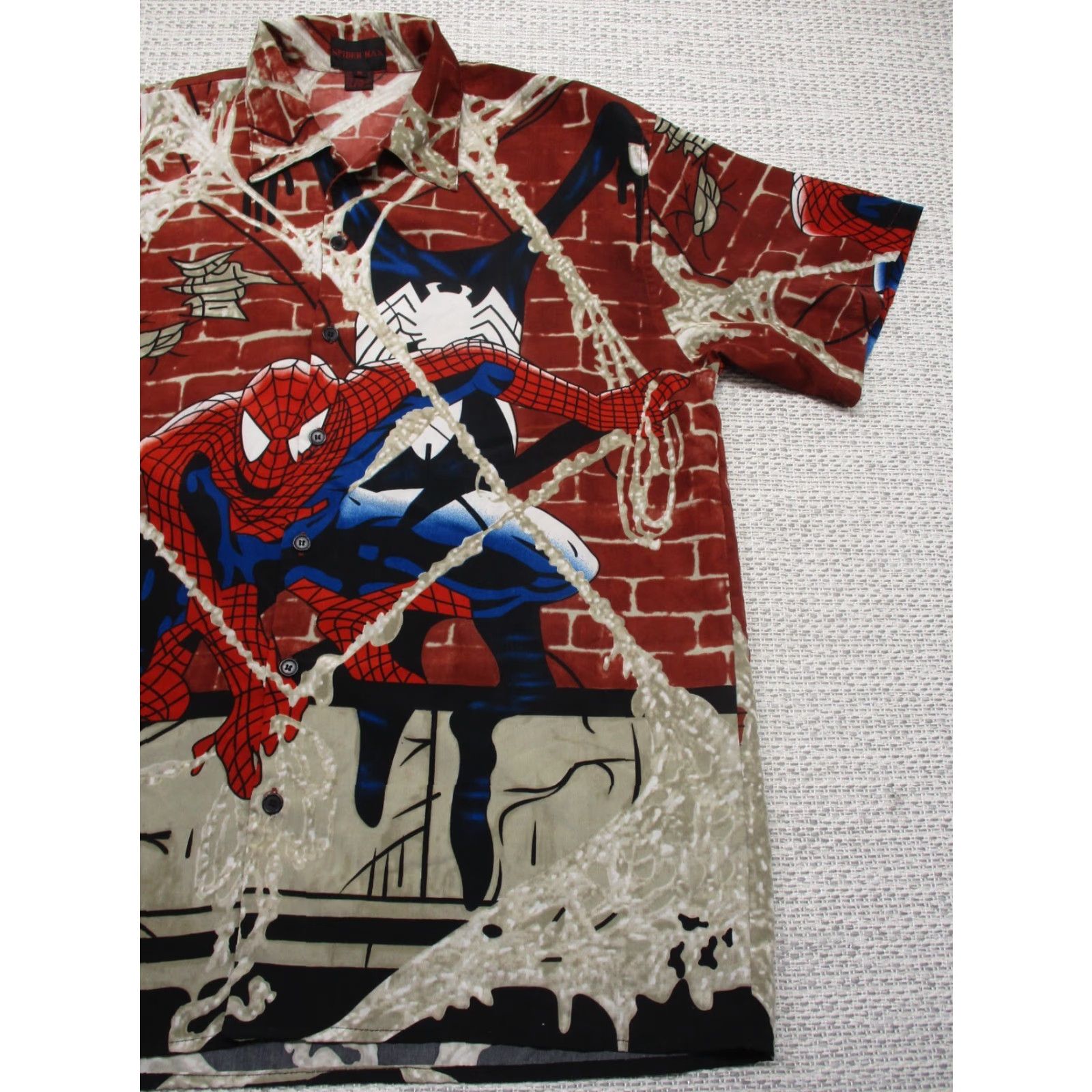 Vintage VINTAGE Spider Man Shirt Mens M Short Sleeve Button-Up Top All Over Pattern Comics AOP 90s Y2K Model Spider Man Theme Mens Size US M / EU 48-50 / 2 - 2 Thumbnail