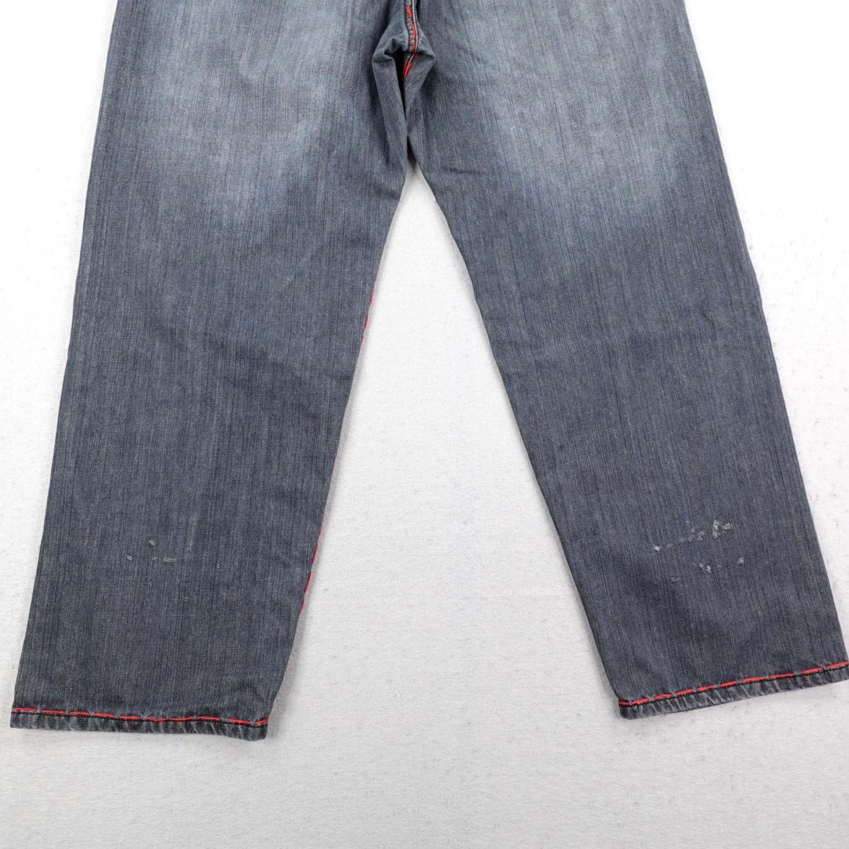 Vintage VINTAGE Old Skool Jeans Mens 42 Gray Embroidered Baggy Wide-Leg Distressed 32in Inseam Casual Mens Jeans Size US 42 / EU 58 - 6 Thumbnail