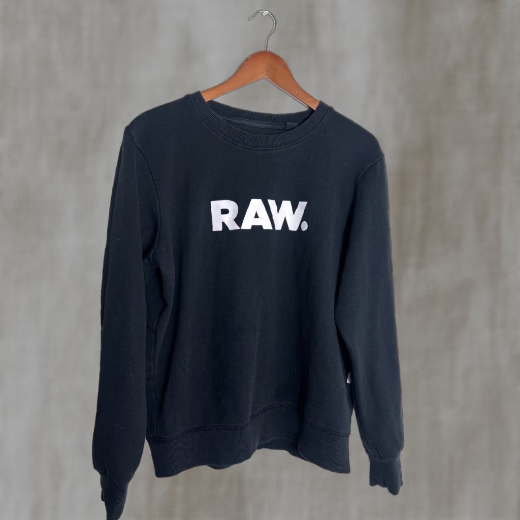 Vintage G-STAR RAW Crewneck Spellout Sweatshirt Black Mens Large Pullover Sweatshirt Stars Size US L / EU 52-54 / 3 - 1 Thumbnail