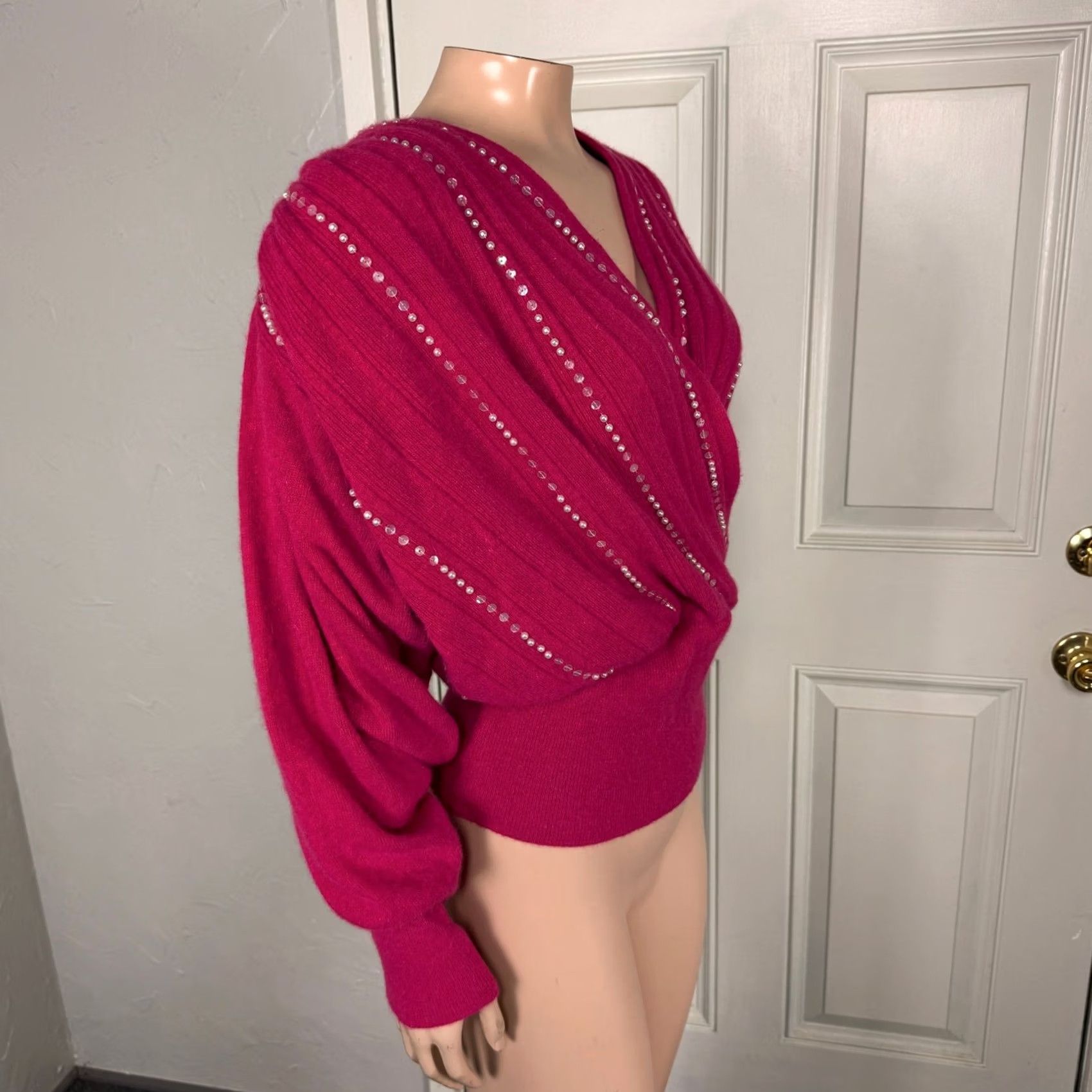 Vintage VINTAGE 80s 90s Italy Angora Wool Beaded Sequin Rabbit Sweater Women's Small V1 Size M / US 6-8 / IT 42-44 - 7 Thumbnail