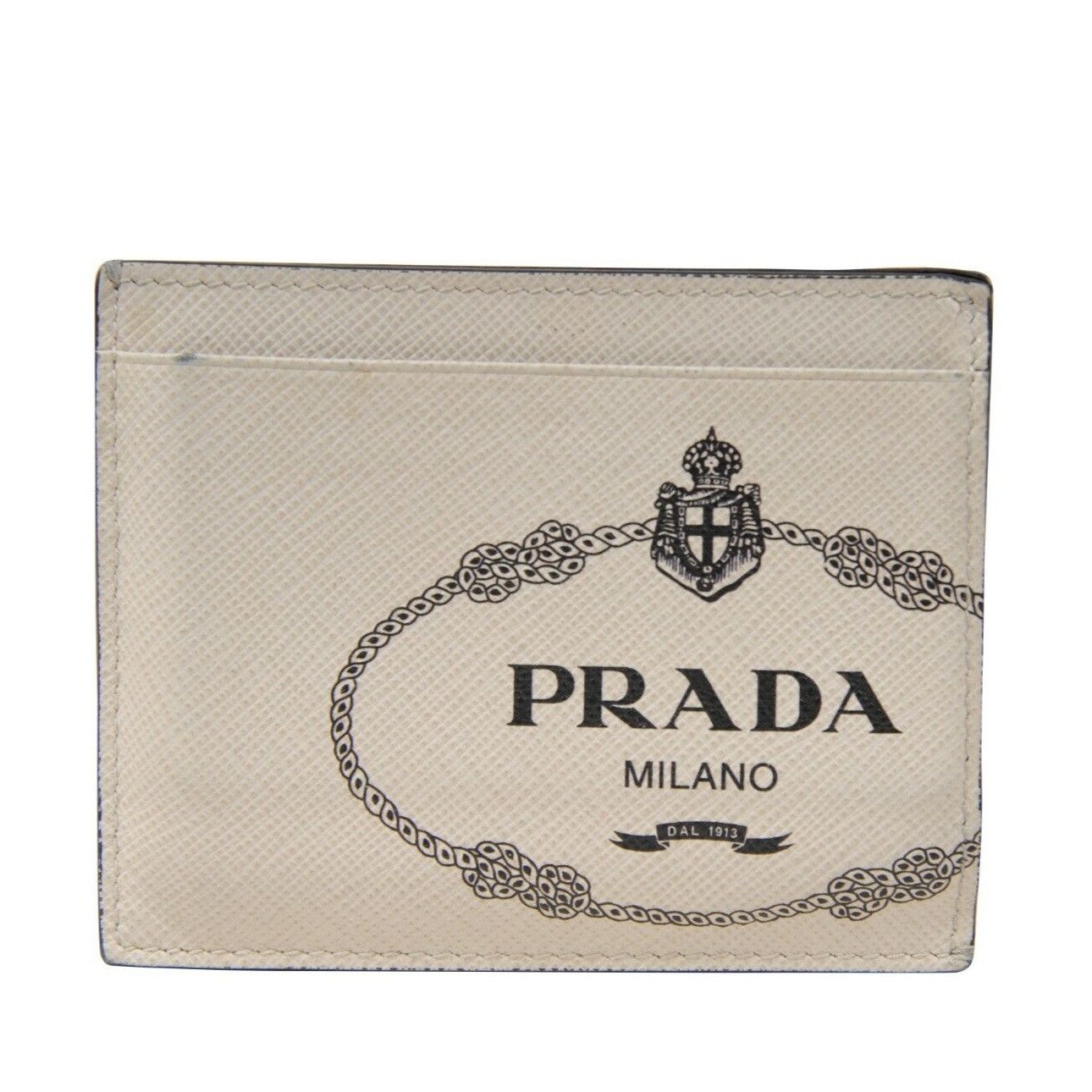Prada Card Holder Wallet Off-White Cream Black Leather Size ONE SIZE - 1 Thumbnail