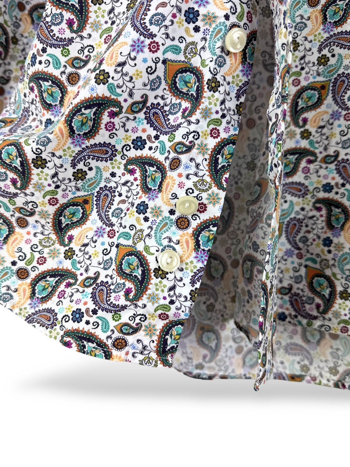 Eton Eton Dress Shirt L/S Paisley Floral Poplin Cotton Slim Fit Size US S / EU 44-46 / 1 - 7 Thumbnail