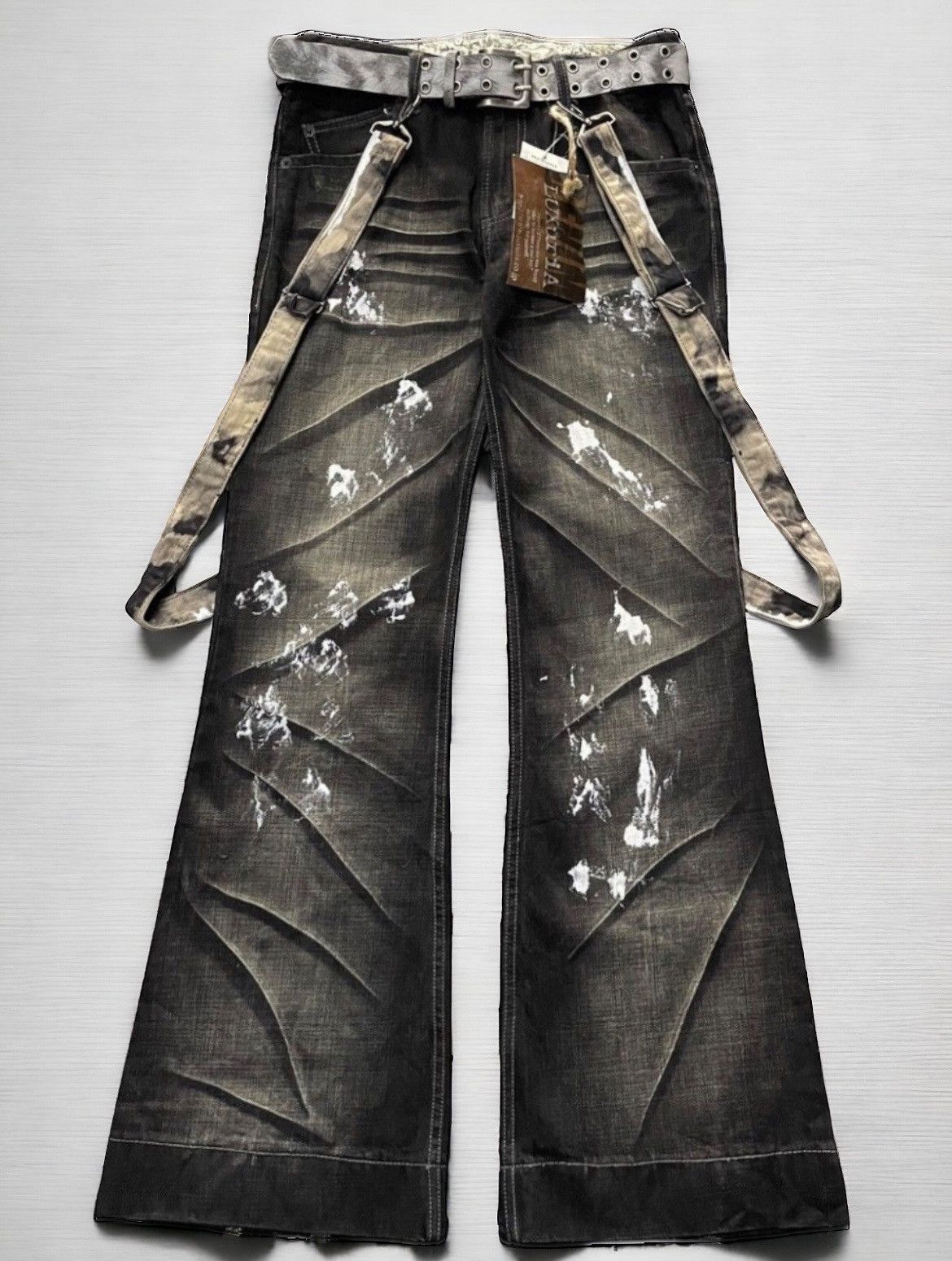 Designer × If Six Was Nine × Le Grande Bleu (L.G.B.) Designer Luxuria Japan Flared Claw Mark Jeans With Belt Size US 30 / EU 46 - 1 Thumbnail