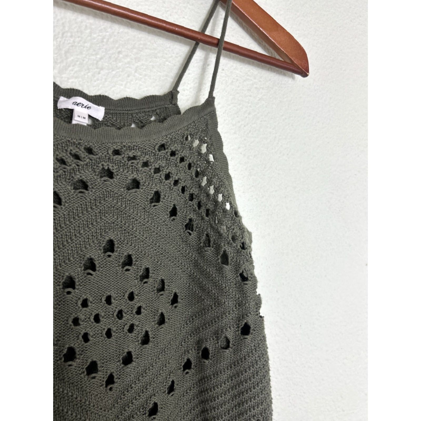 Vintage Aerie Dress Knit Olive Green Cotton Spaghetti Strap Long Womens M Size M / US 6-8 / IT 42-44 - 4 Thumbnail