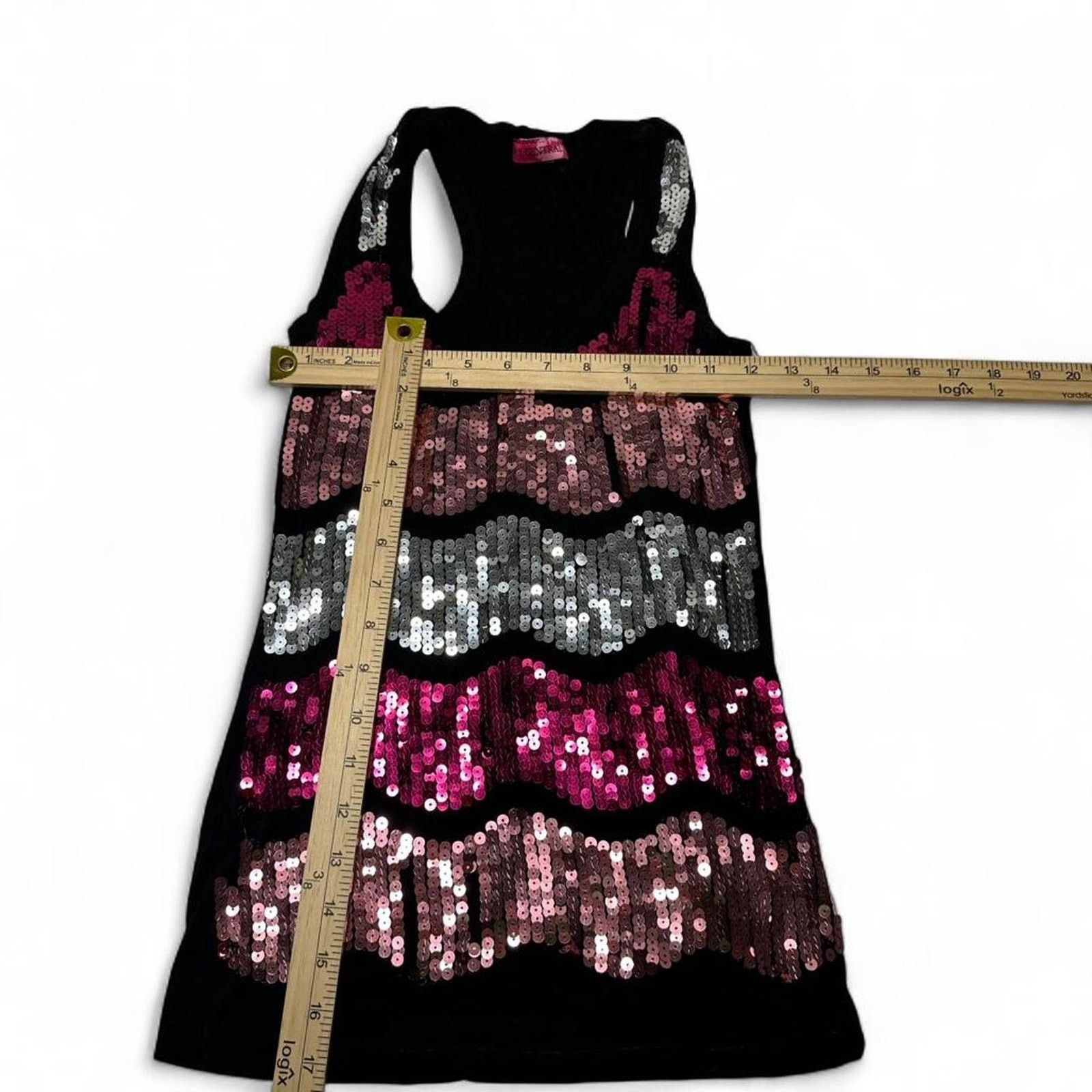 Other Pink + Black Sequin Going Out GlamTank Size Small 98% Cotton Size S / US 4 / IT 40 - 3 Thumbnail