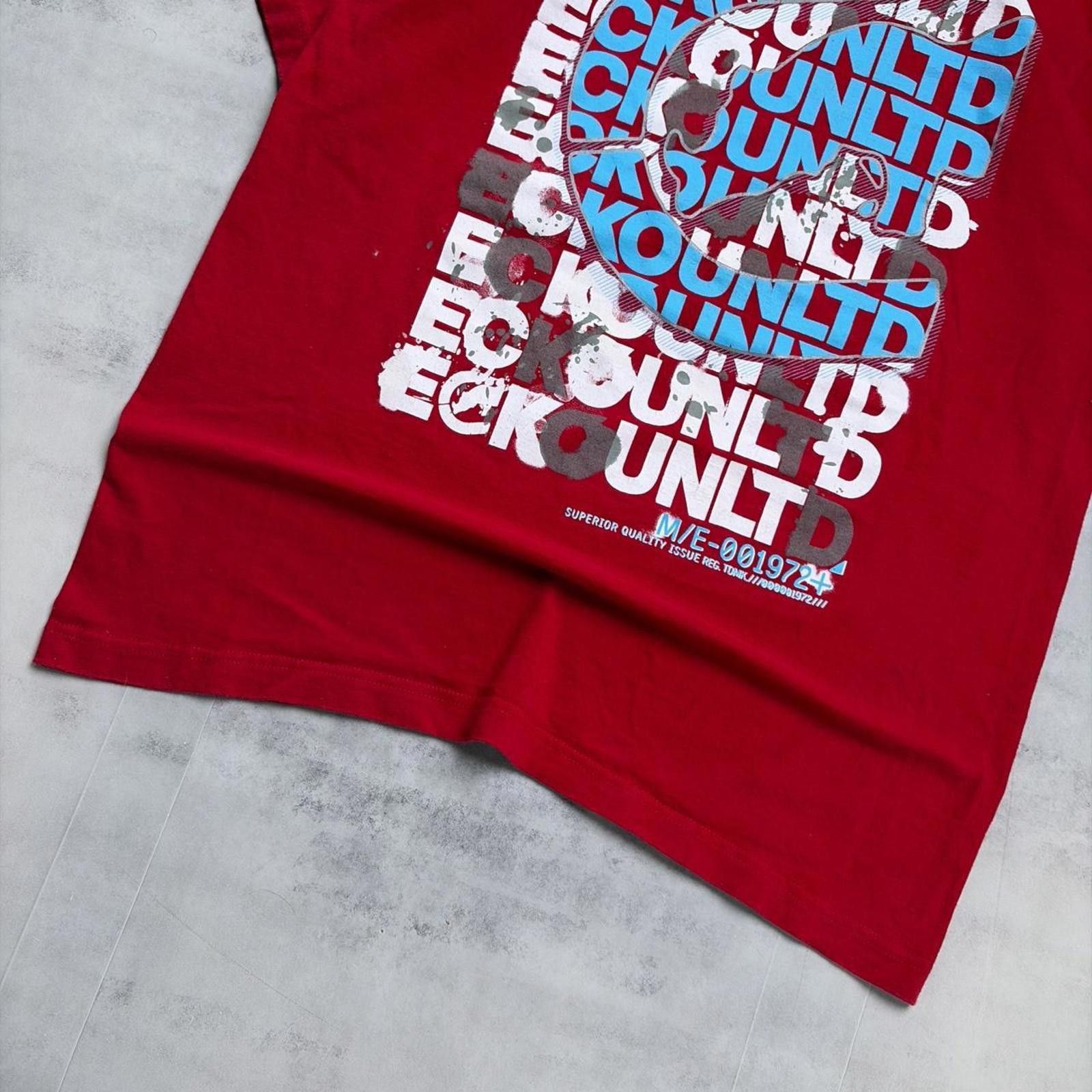Ecko Unltd. Y2K Red Ecko Unltd Grunge Distressed Skater T-Shirt Size US L / EU 52-54 / 3 - 4 Thumbnail