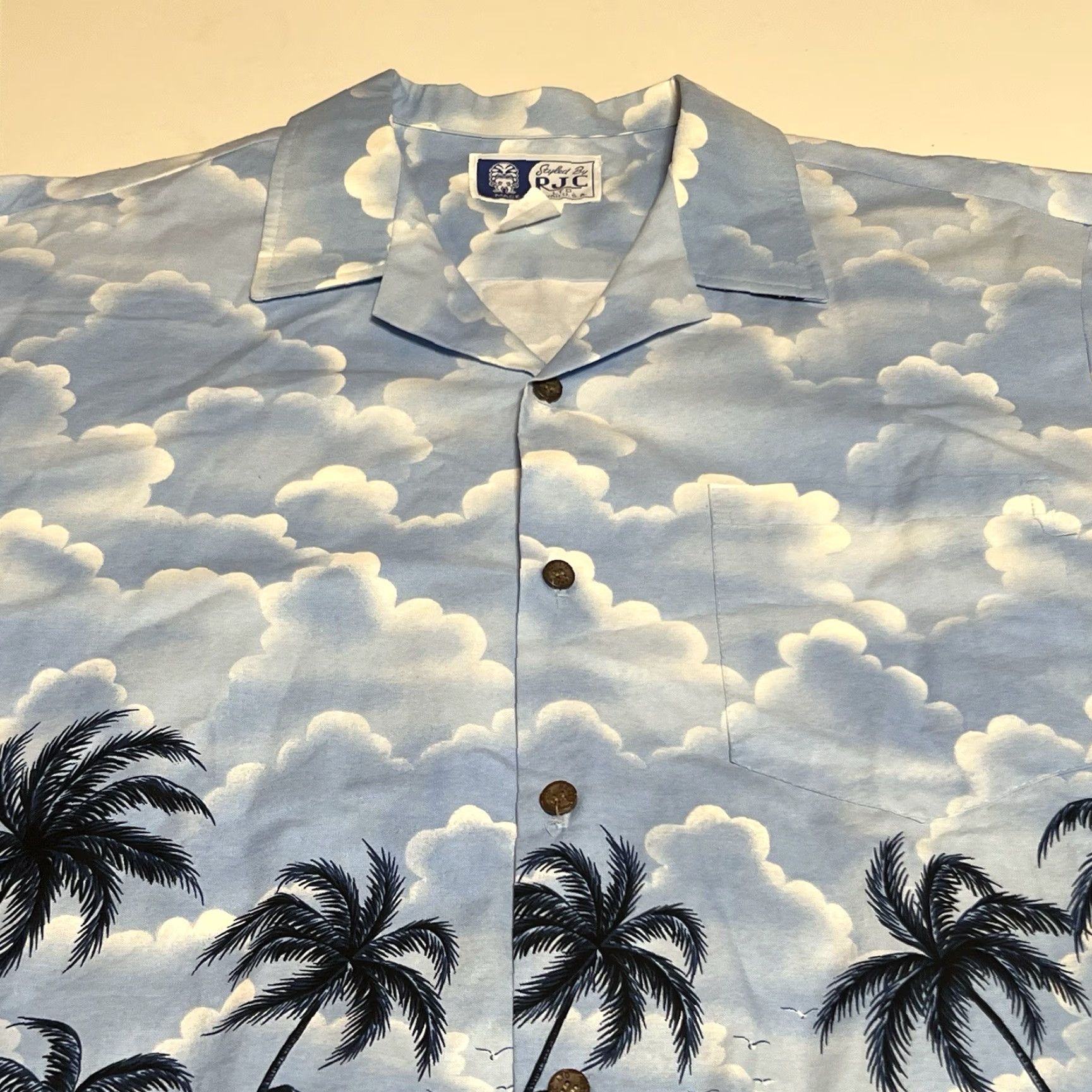 Vintage RJC Hawaiian Shirt Short Sleeve Button-Up XL Blue NWT Beach Palm Trees Size US XL / EU 56 / 4 - 2 Thumbnail