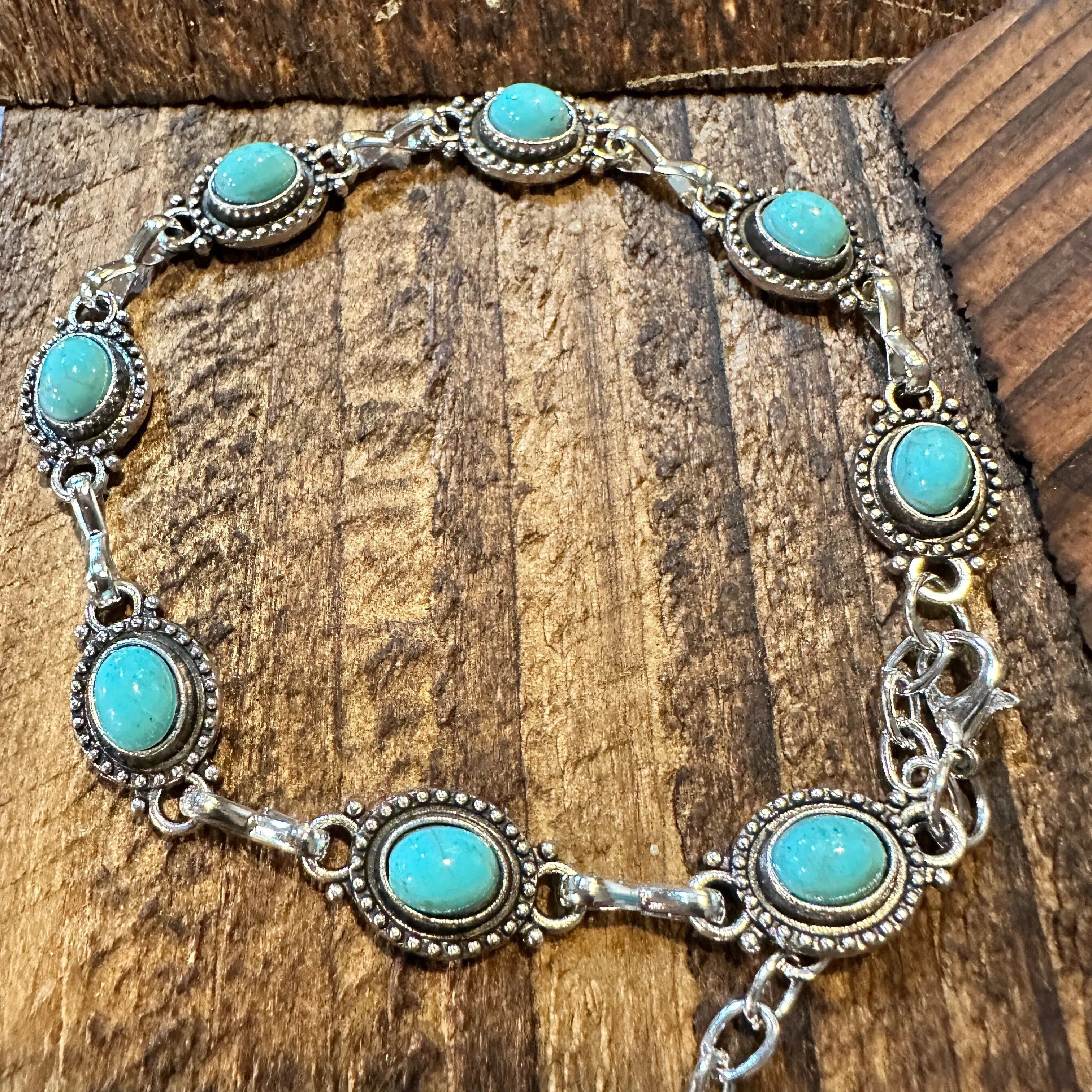 Other Handcrafted Boho Western Chic Turquoise Stone Link Bracelet, Size ONE SIZE - 3 Thumbnail