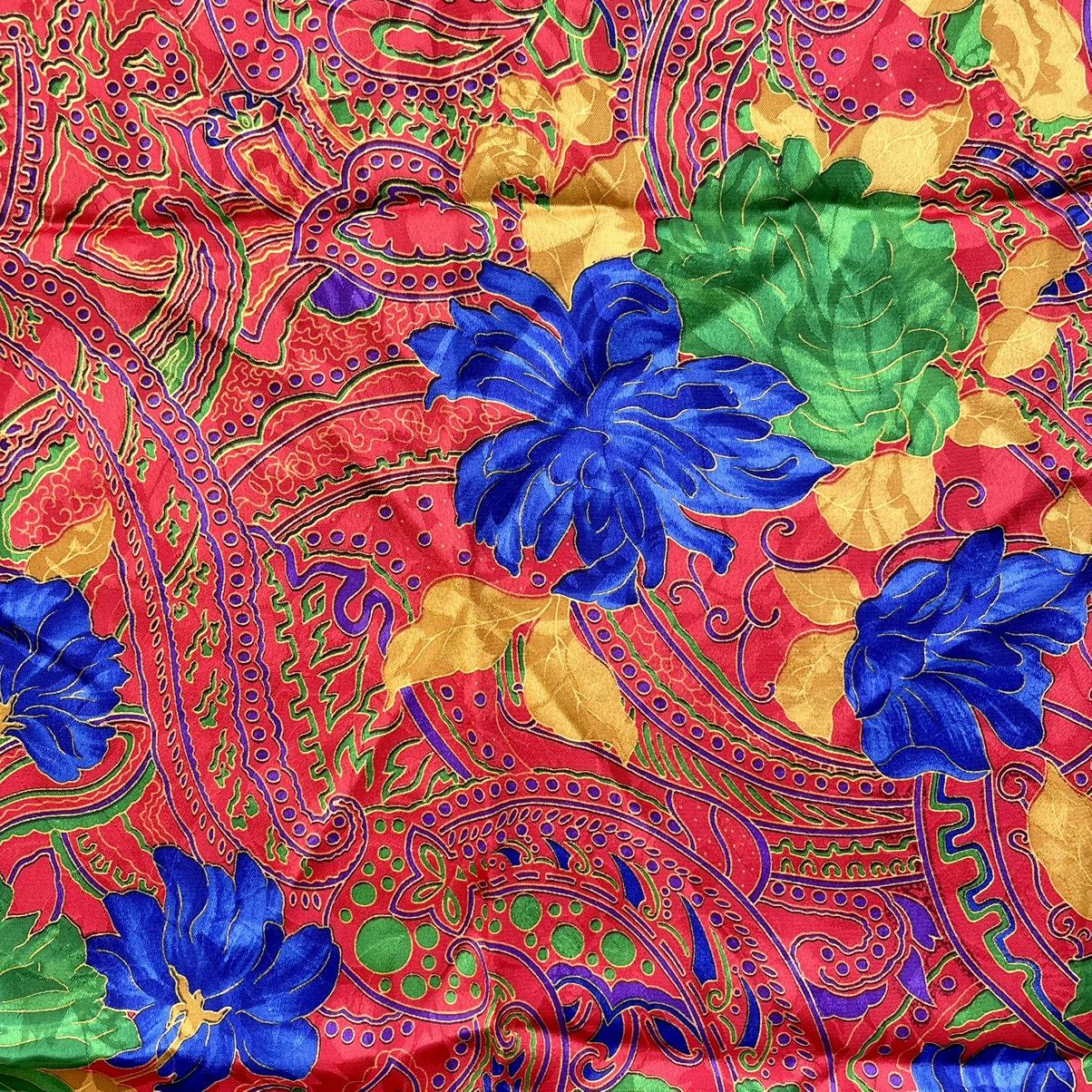 Andrea Crews × Designer × Vintage ANDREA PARIS-NEW YORK Silk Floral Scarf Size ONE SIZE - 5 Thumbnail