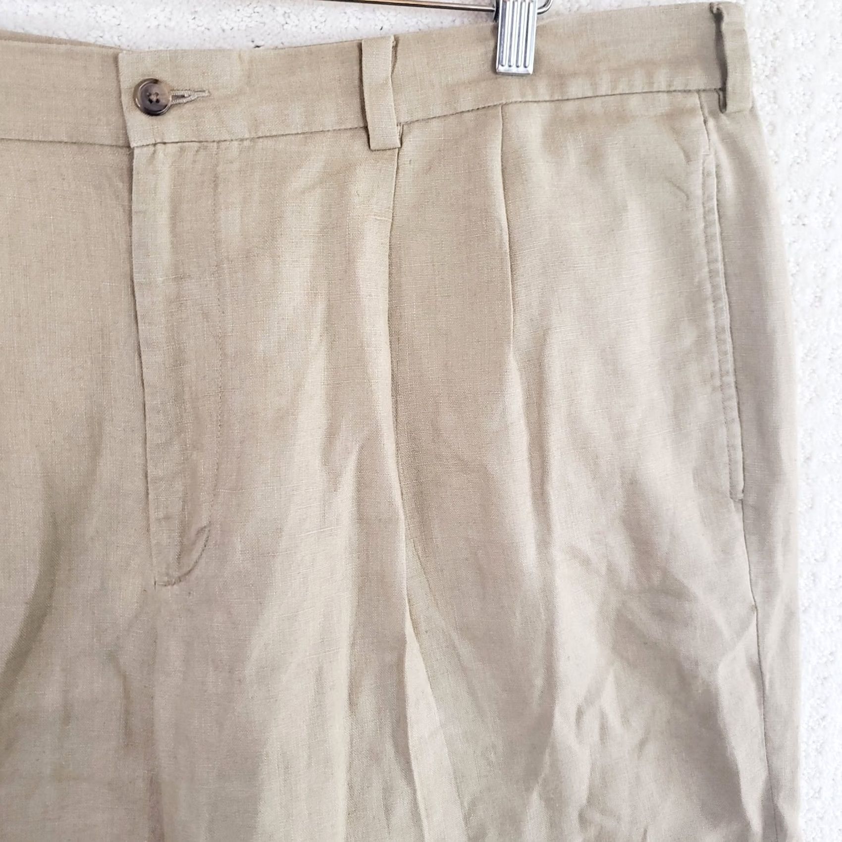 Brooks Brothers Brooks Brothers 346 Mens Linen Shorts Beige Tan Khaki - Travel Casual 9-Inch Size US 40 / EU 56 - 4 Thumbnail