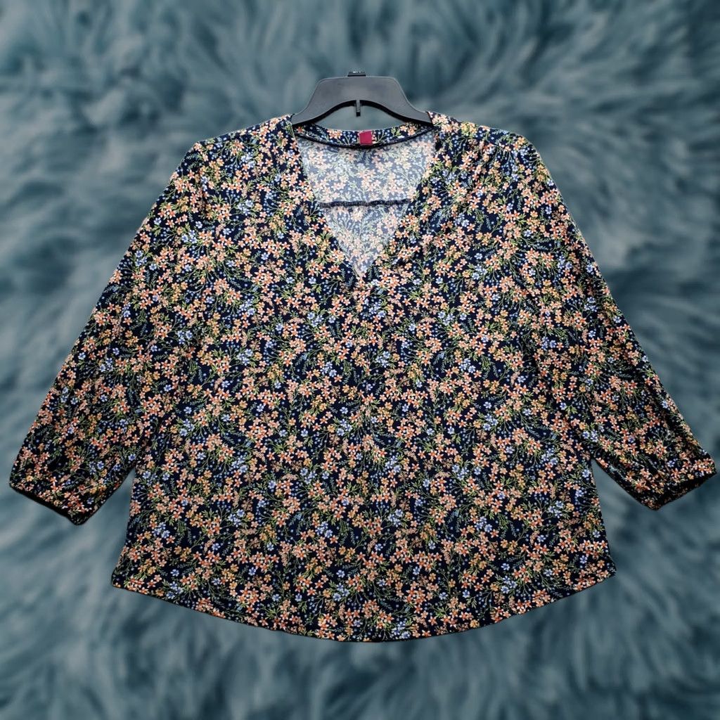 Vince Camuto Vince Camuto Blouse Womens Size L Multicolor Floral Balloon Sleeve Pullover Top Size L / US 10 / IT 46 - 1 Thumbnail