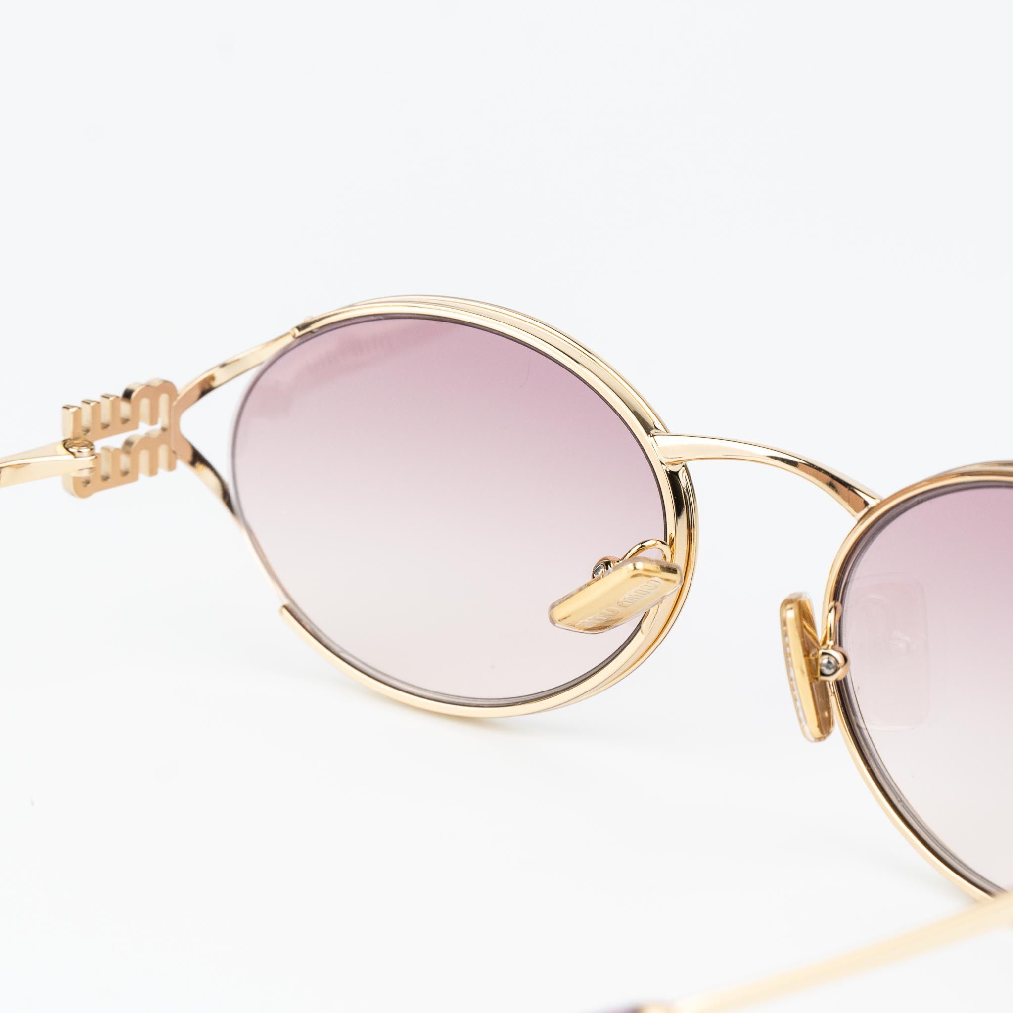 Miu Miu NEW Miu Miu MU52YS 5AK06S LOGO Oval Unisex Sunglasses Size ONE SIZE - 7 Thumbnail