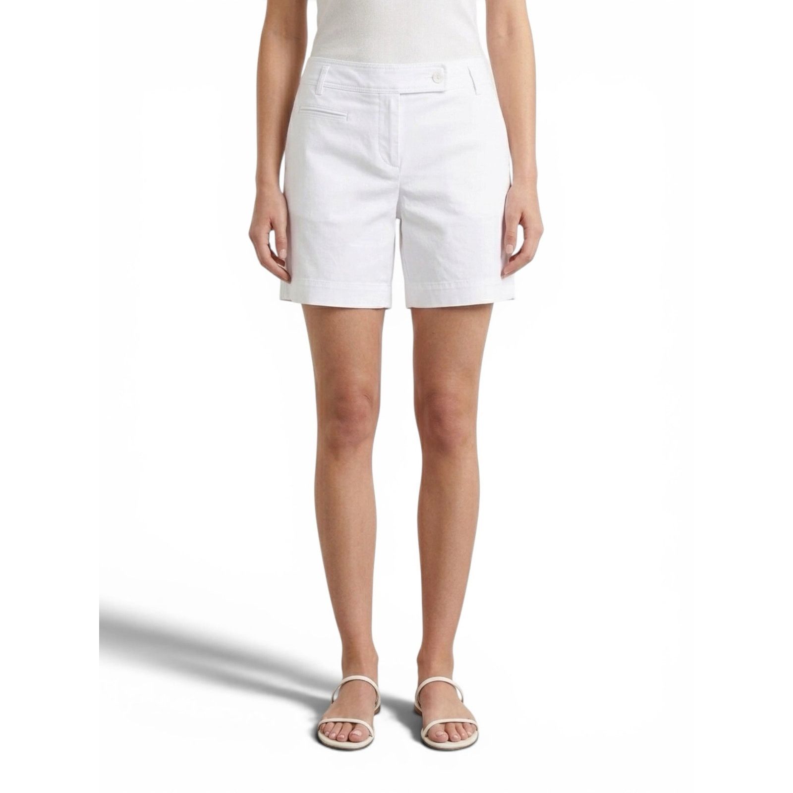 Loft Ann Taylor LOFT lined white high rise chino shorts women's 4 Size 27" / US 4 / IT 40 - 1 Thumbnail