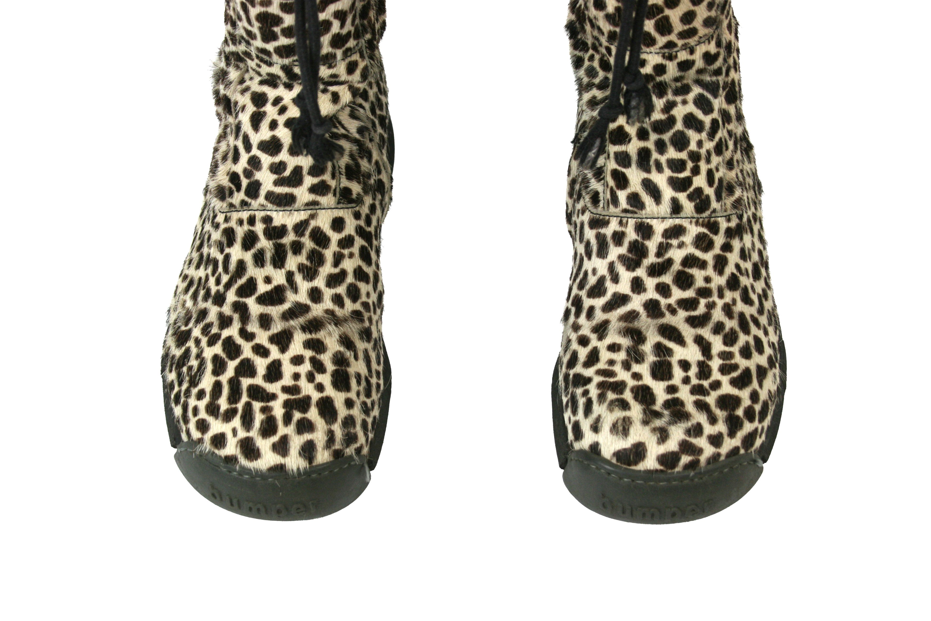 Japanese Brand Bumper Leopard Y2K Knee High Fur Hair Boots Size US 5 / IT 35 - 5 Thumbnail