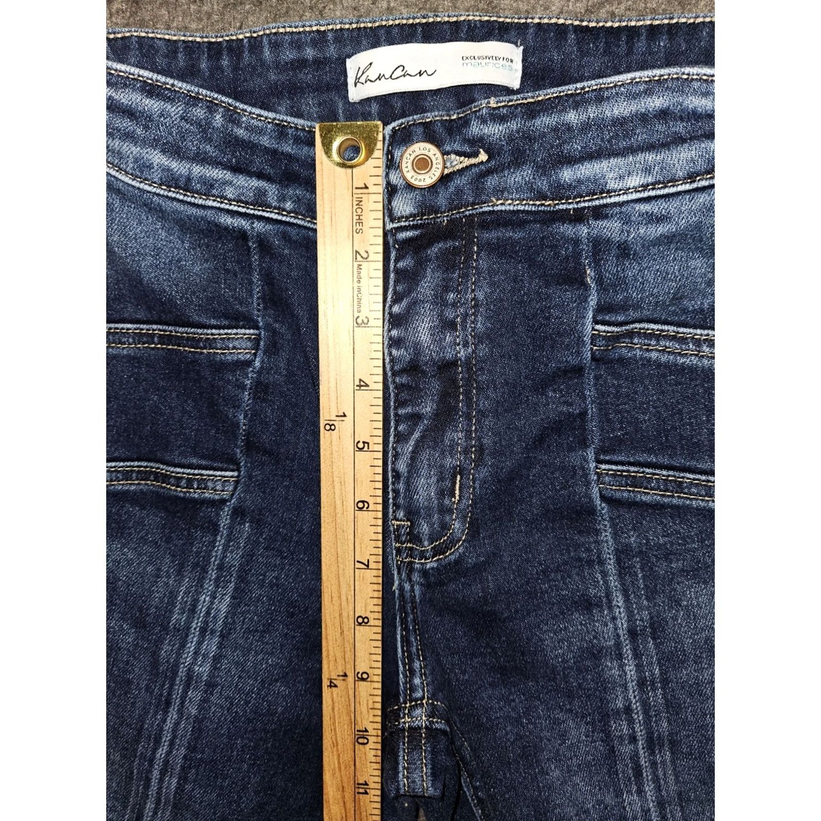 Vintage Kancan Flare Jeans Juniors 25 Mid Rise Blue Stretch Frayed Hem Western Preppy Jeans Women Boys? Size 42" / US 20 - 5 Thumbnail