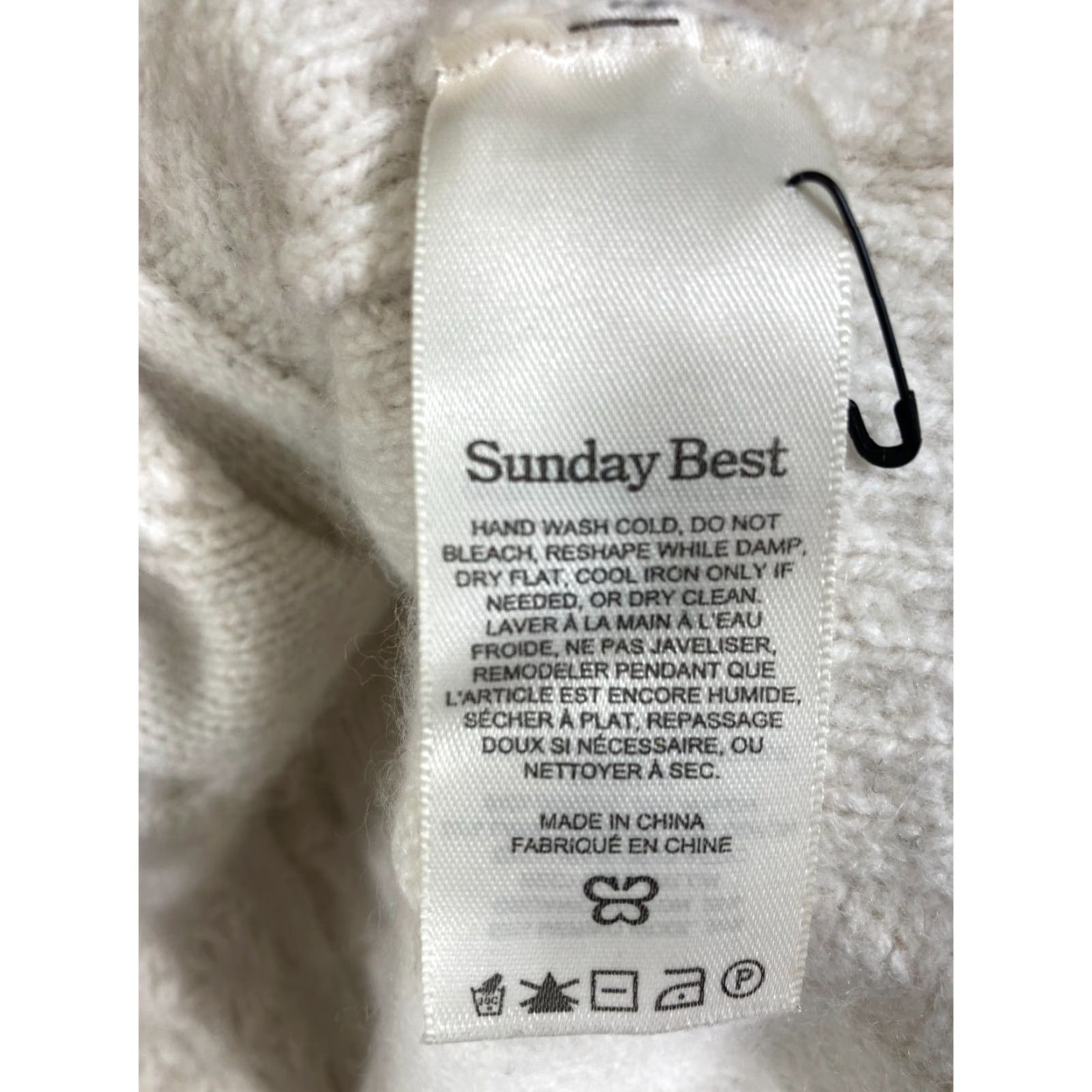 Vintage Sunday Best Crop Sweater Womens M Ivory Wool Blend Full Zip Raglan Sleeve Knit Long Sleeve Knit Size M / US 6-8 / IT 42-44 - 7 Thumbnail