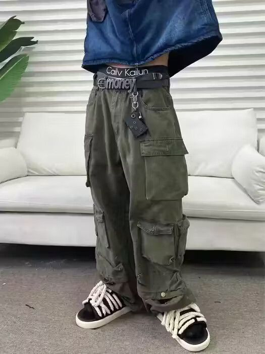 image of Vintage Retro Punk Pants in Green, Men's (Size 32)