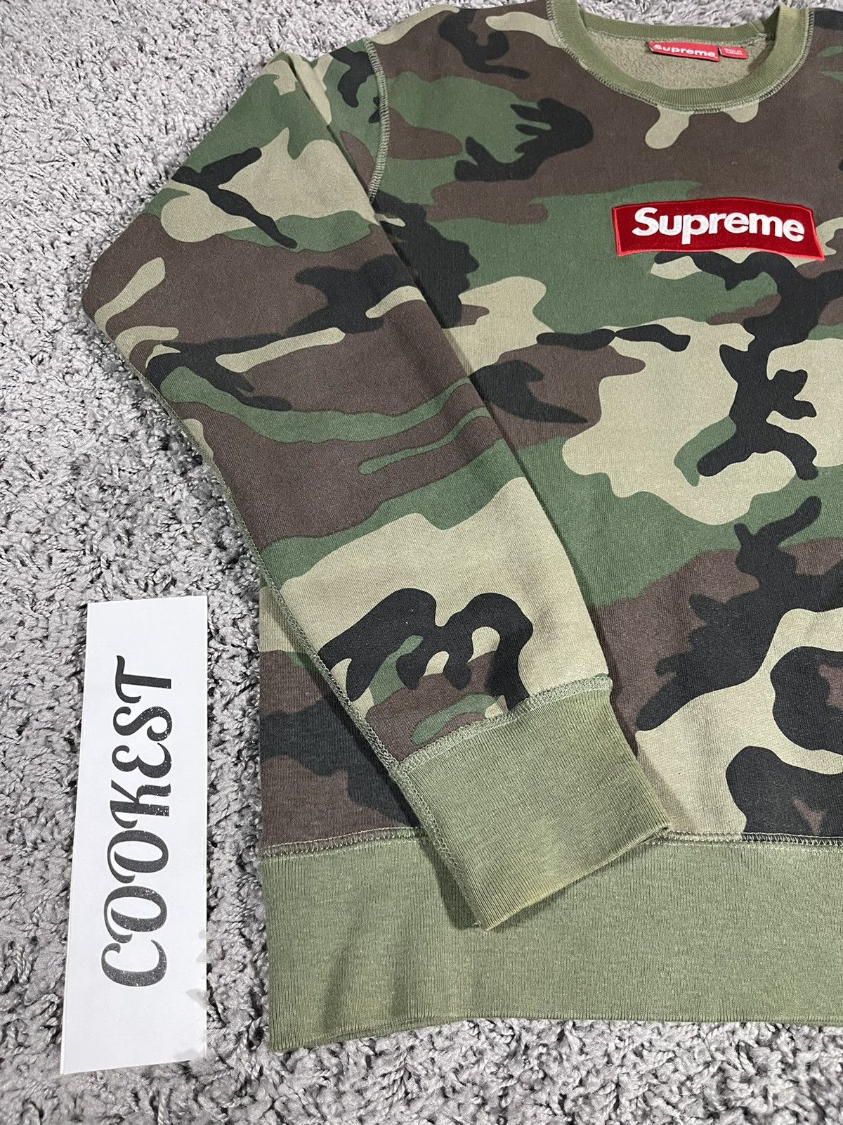 Supreme 2015FW Box Logo Crewneck Sweatshirt Woodland Green Camo Size US M / EU 48-50 / 2 - 10 Thumbnail